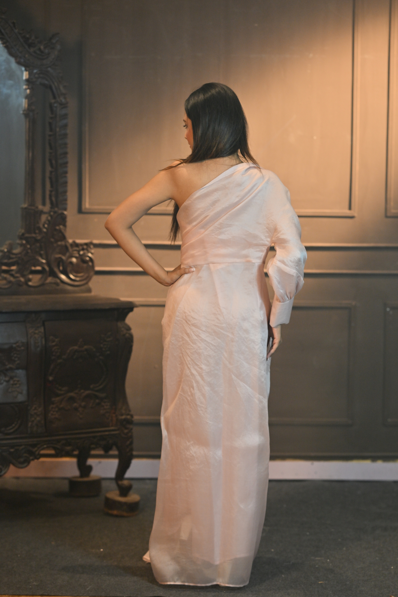 Women's Baby Pink Co-ord Set with One Shoulder Style (Customize Request)