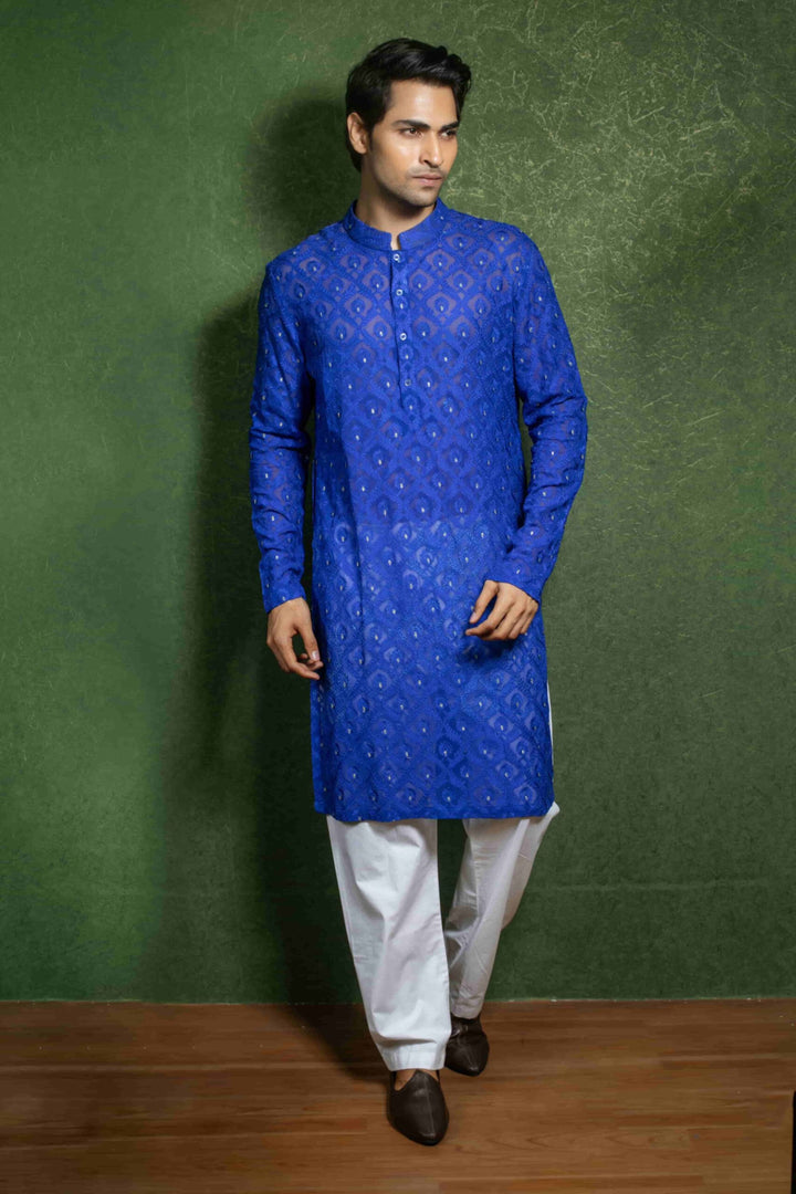 Royal Blue Embroidered Kurta Set