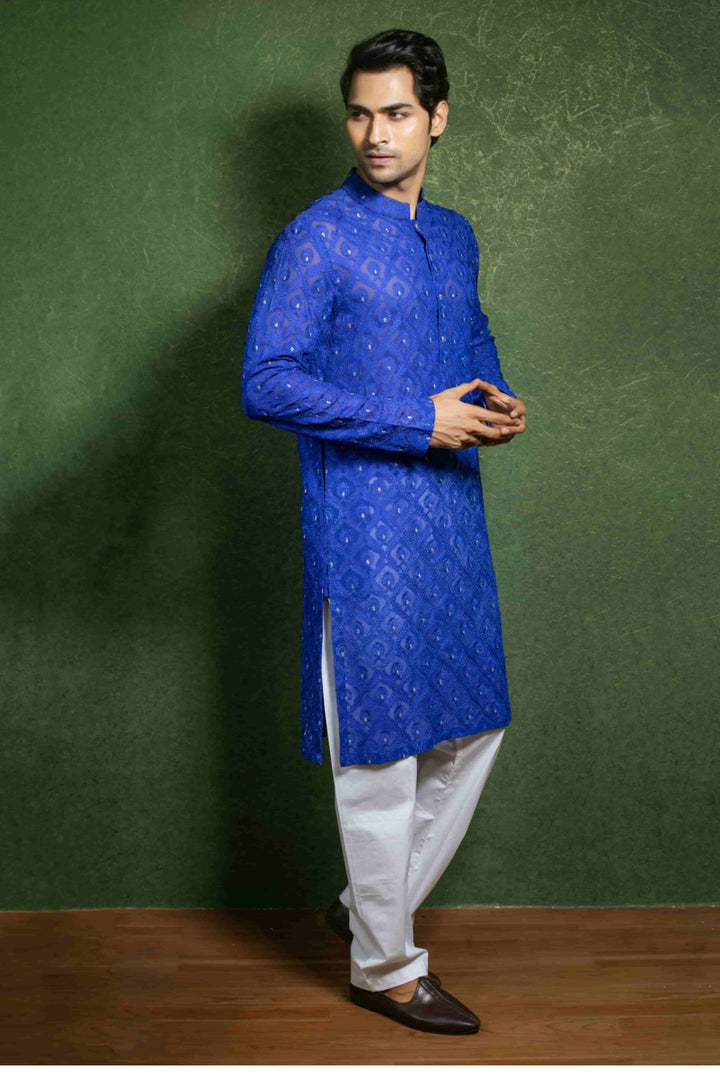 Royal Blue Embroidered Kurta Set