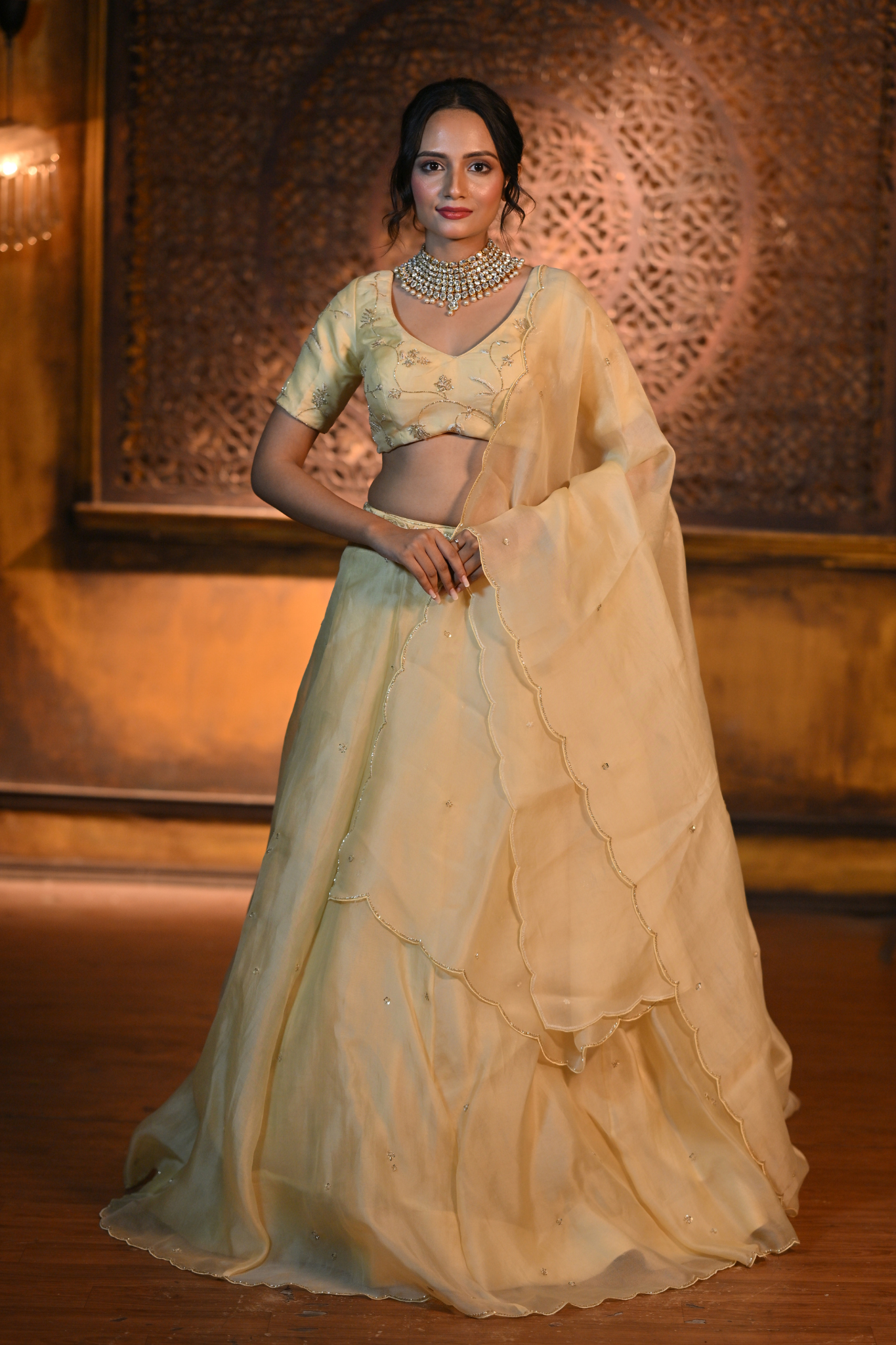 PASTEL YELLOW LEHENGA WITH BLOUSE AND DUPATTA (Customize Request)