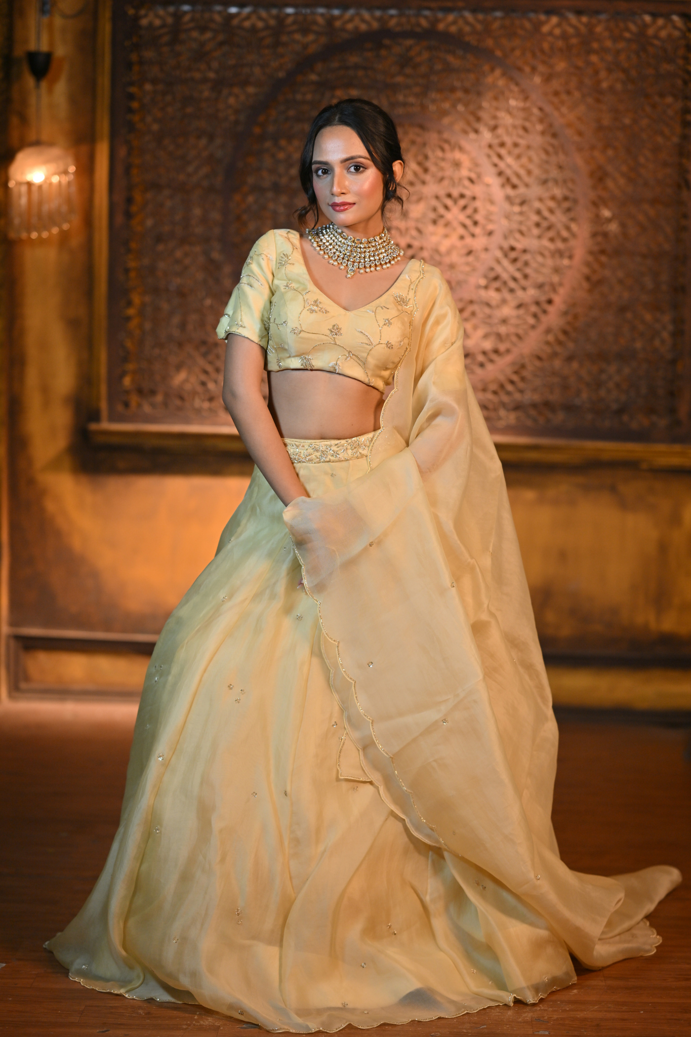 PASTEL YELLOW LEHENGA WITH BLOUSE AND DUPATTA (Customize Request)