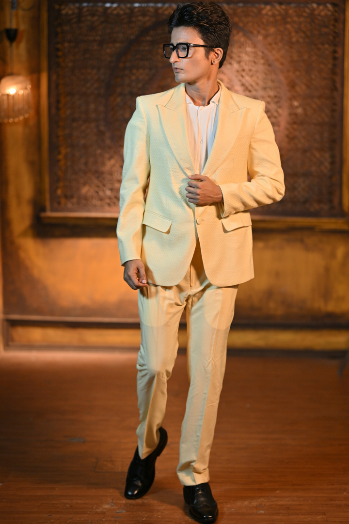 YELLOW PASTEL BLAZER WITH PANT
