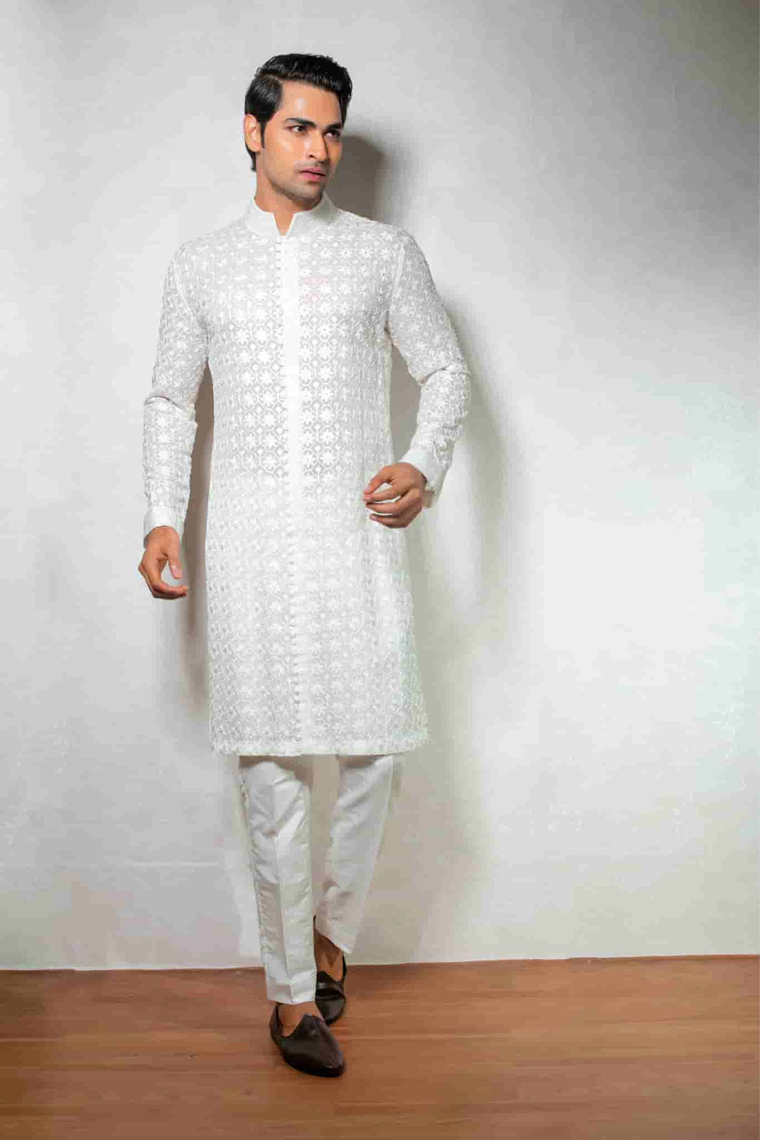 White chikankari Work Kurta Set