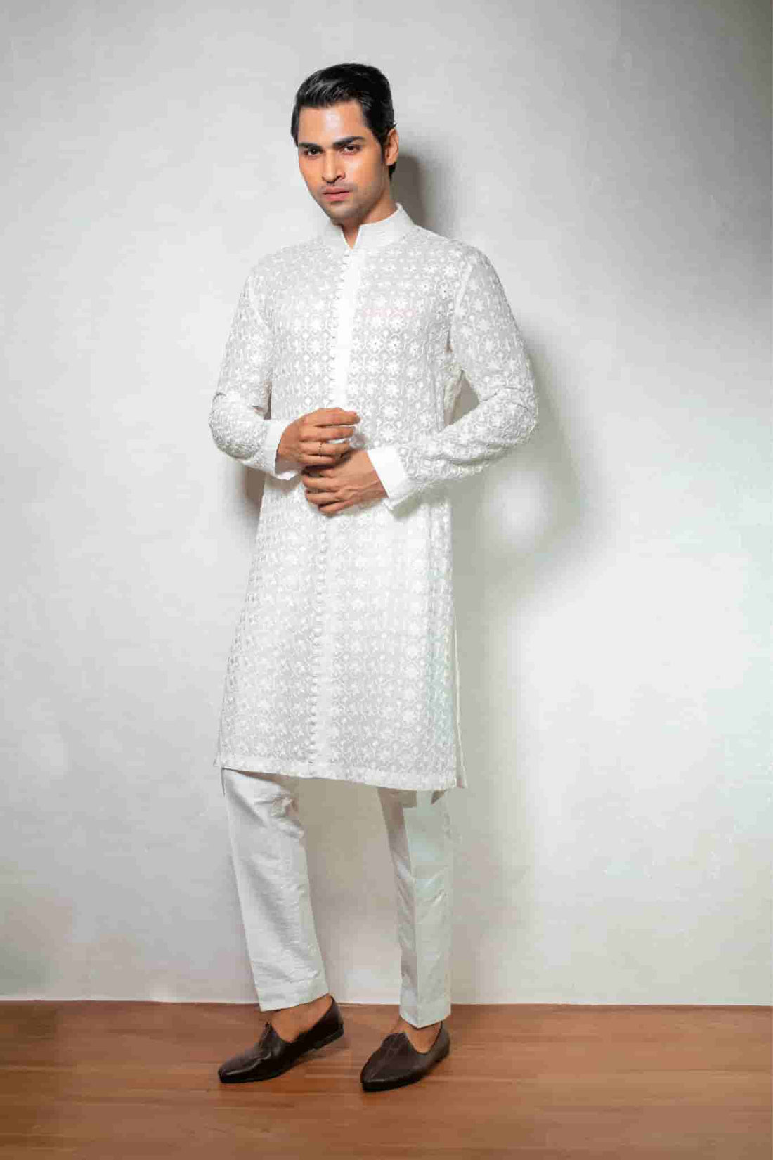 White chikankari Work Kurta Set