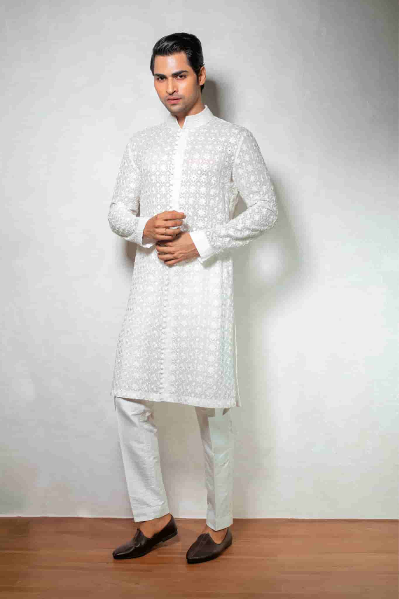 White chikankari Work Kurta Set