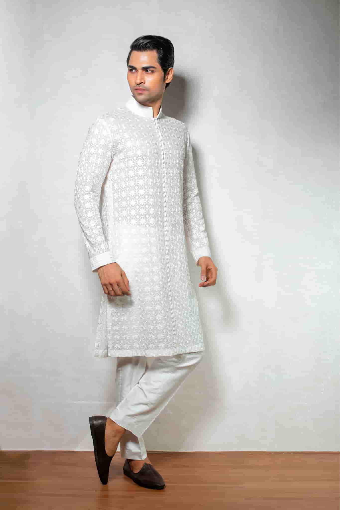 White chikankari Work Kurta Set