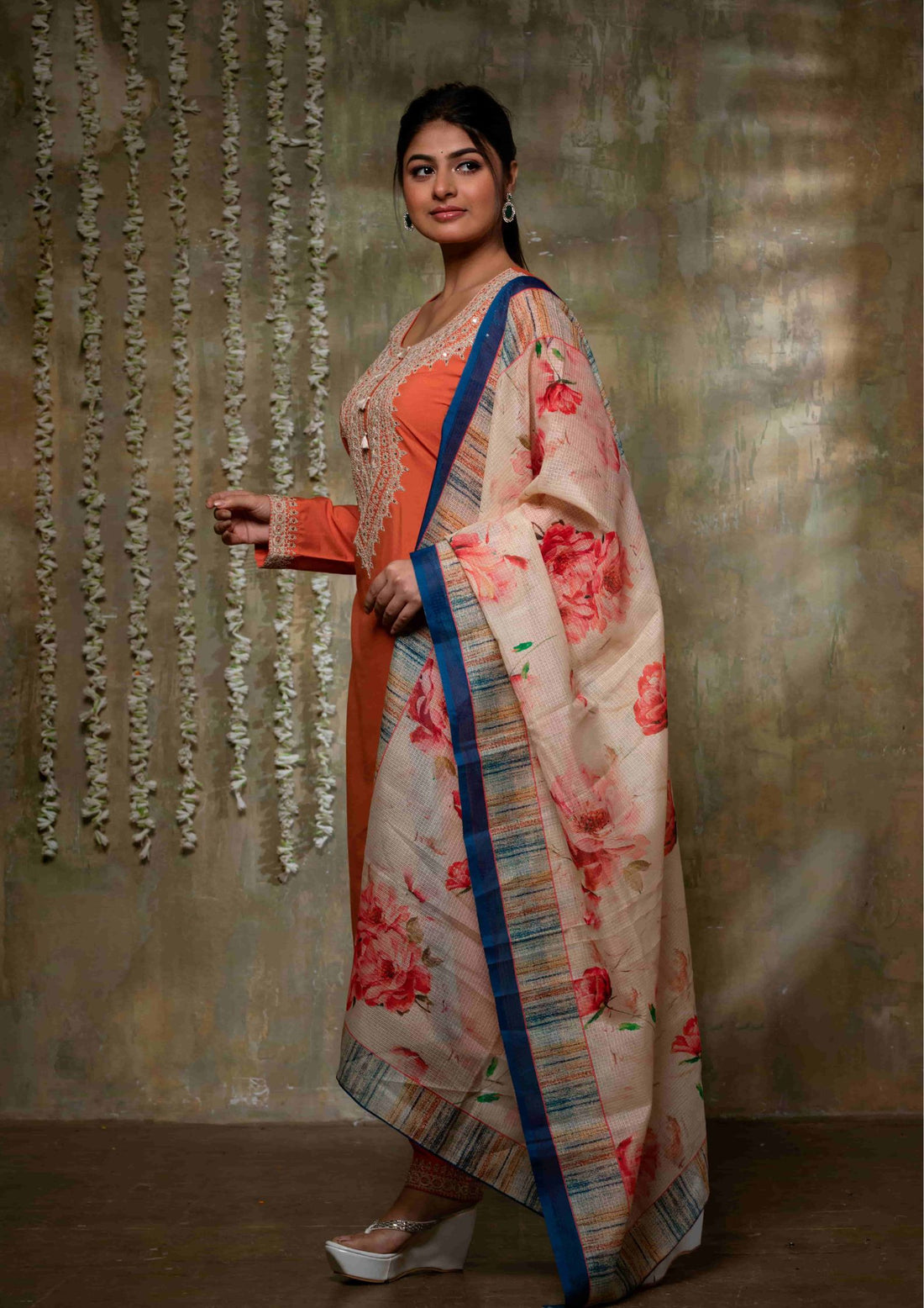 Orange Pure Katan Silk Suit Set