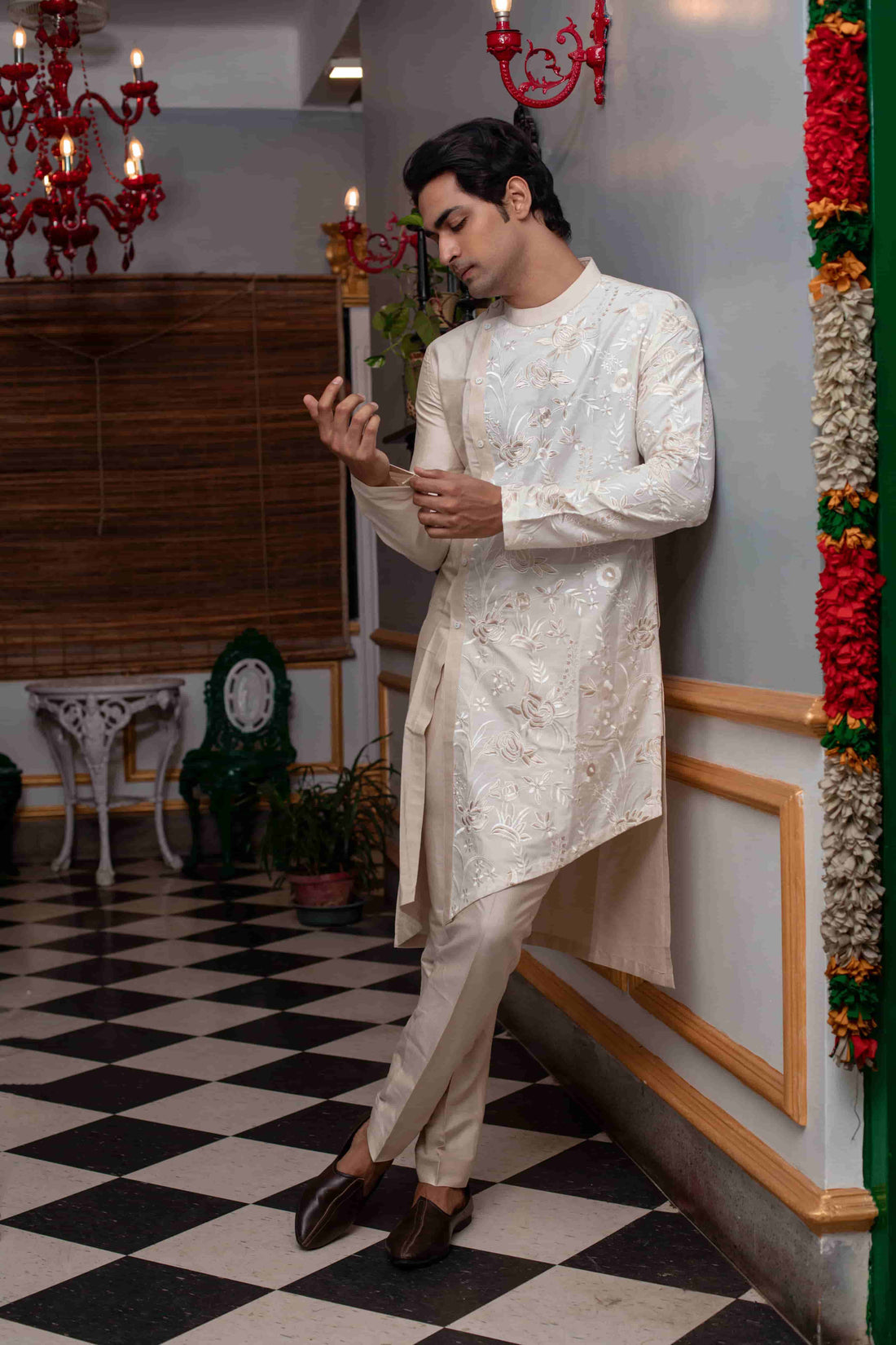 Assymentric Embroidered Kurta Set