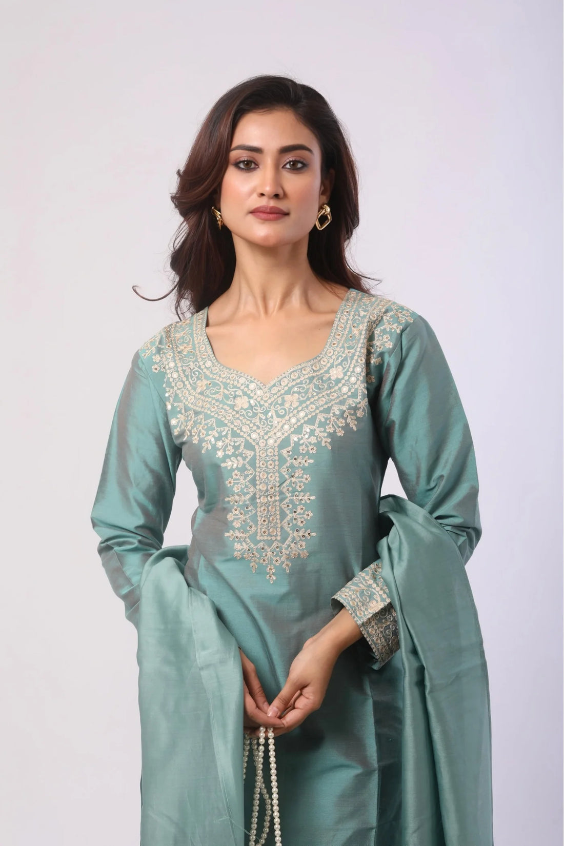 Emerald Green Kurta & Pant with Pure Chanderi Dupatta