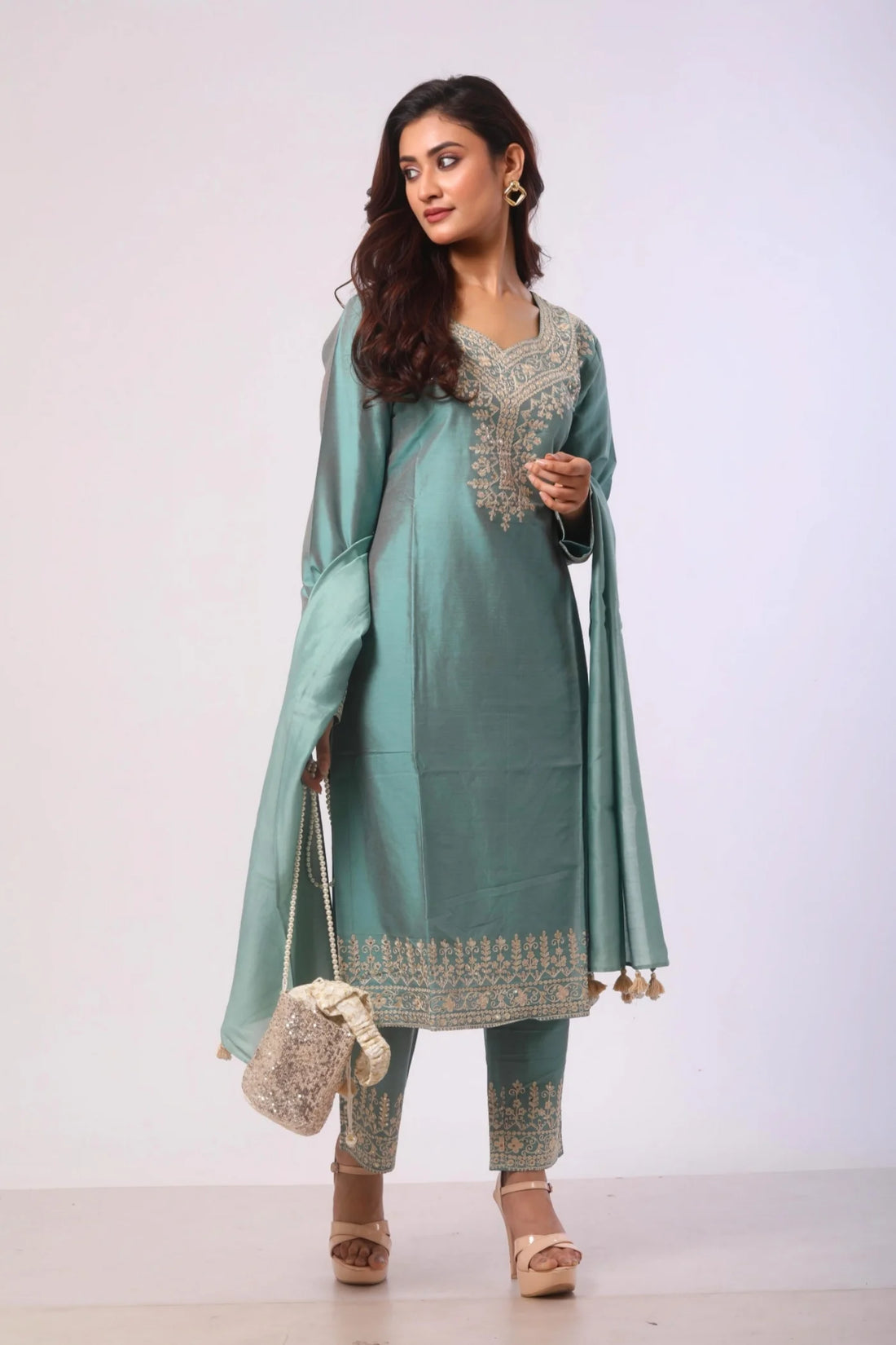 Emerald Green Kurta & Pant with Pure Chanderi Dupatta