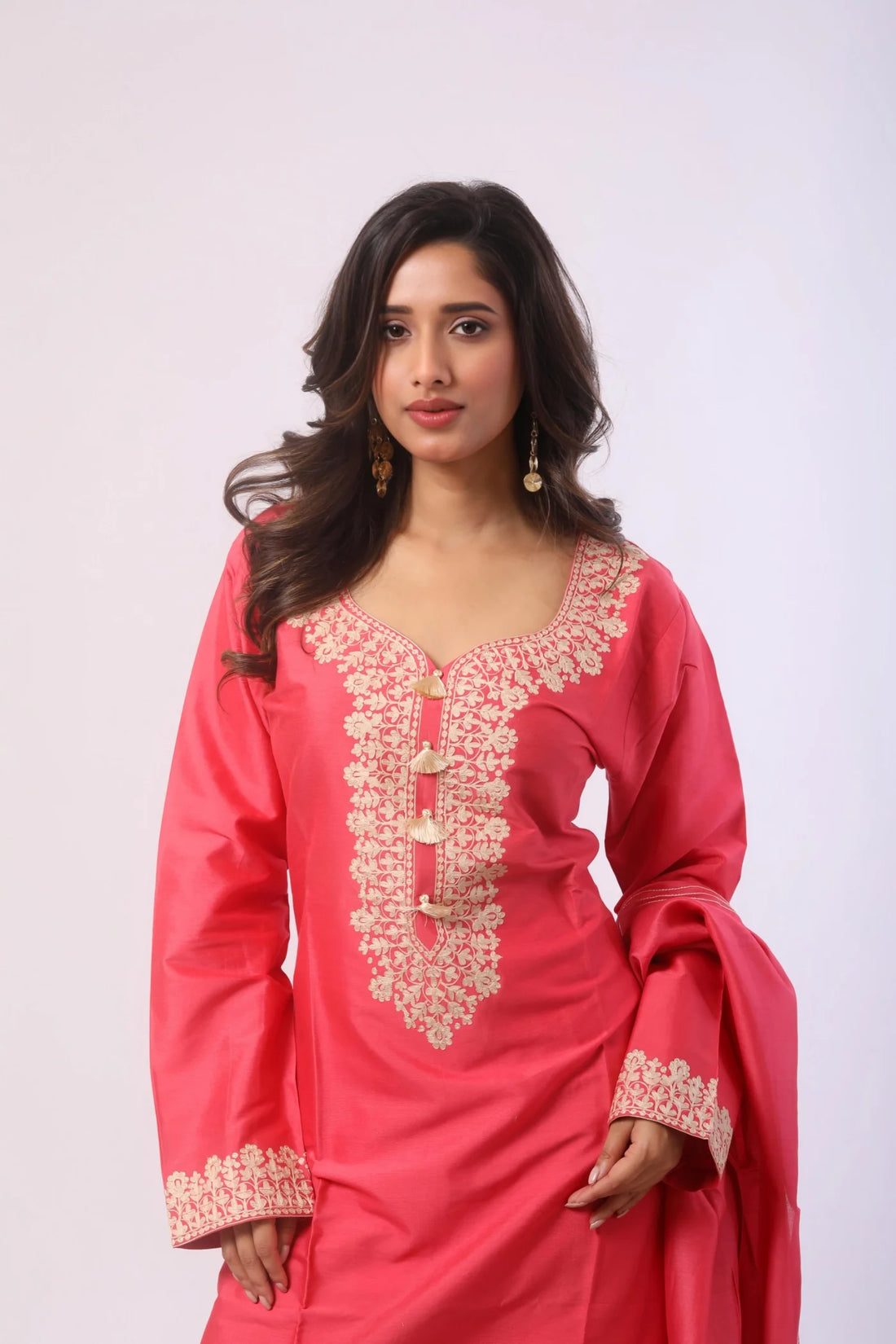 Barbie Pink Kurta & Pant with Pure Chanderi Dupatta