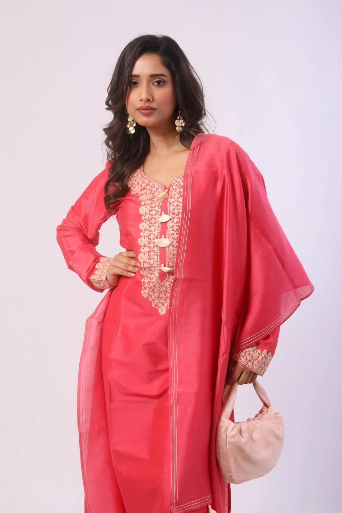 Barbie Pink Kurta & Pant with Pure Chanderi Dupatta