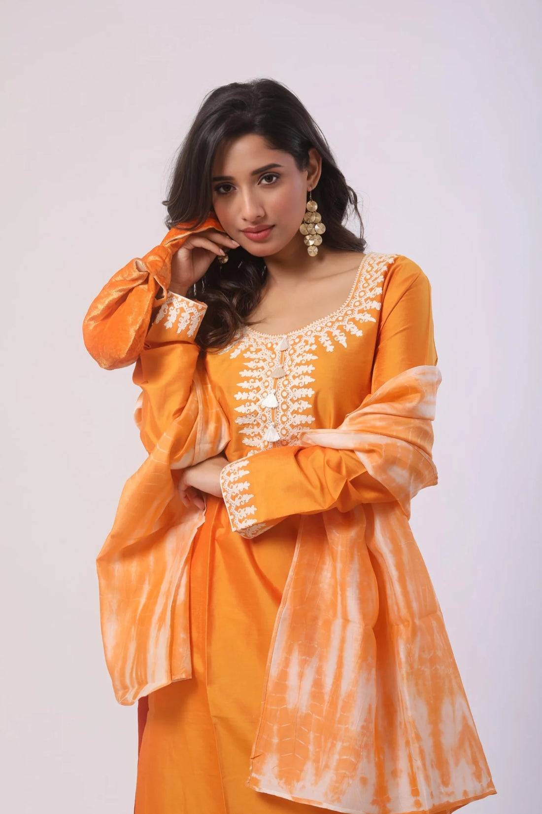 Orange Kurta & Pant with Pure Chanderi Dupatta