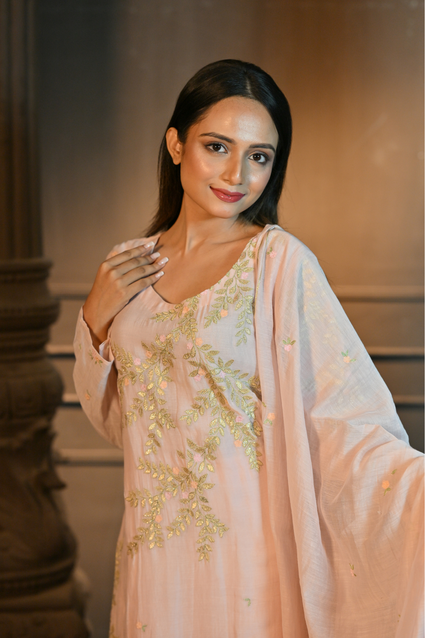 PINK KURTI WITH PANT AND DUPATTA (Customize Request)