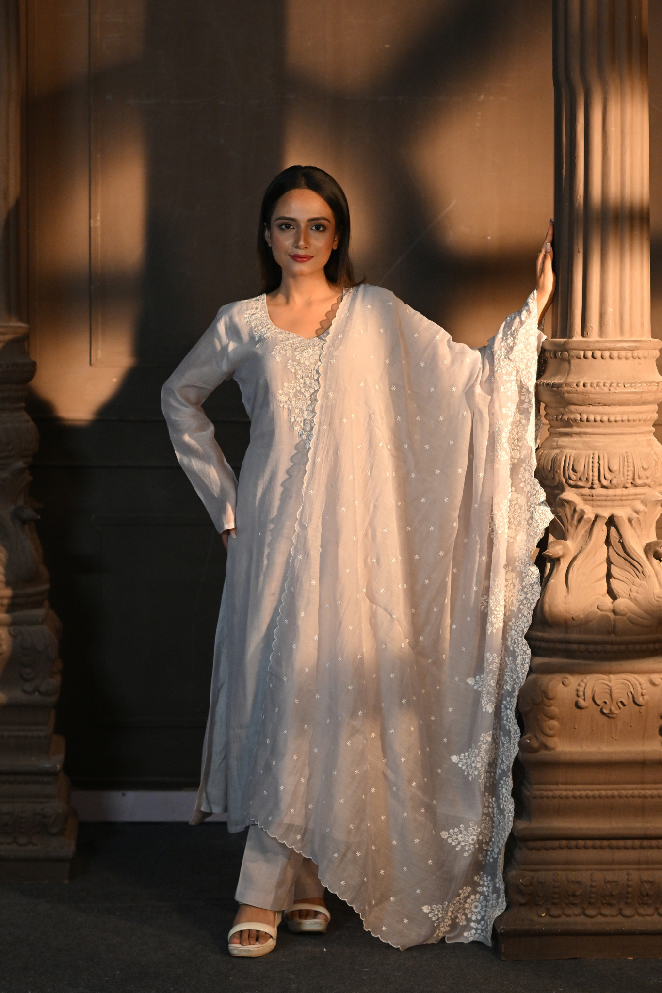 LILAC KURTI WITH PANT AND DUPATTA (Customize Request)