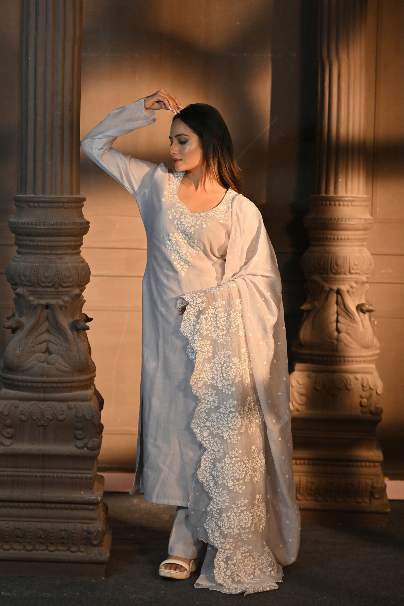 LILAC KURTI WITH PANT AND DUPATTA (Customize Request)