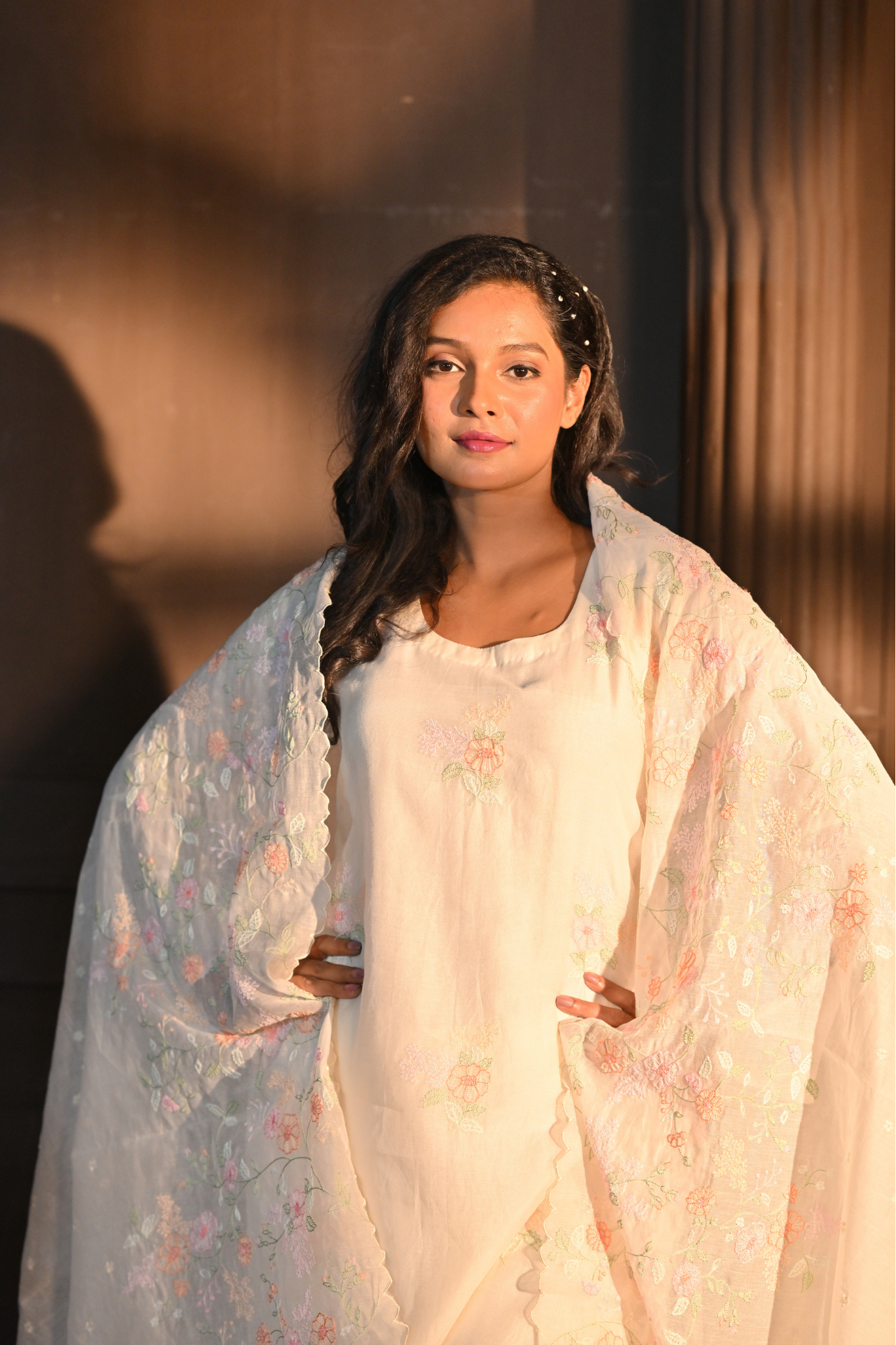 OFF-WHITE KURTI WITH PANT AND DUPATTA (Customize Request)