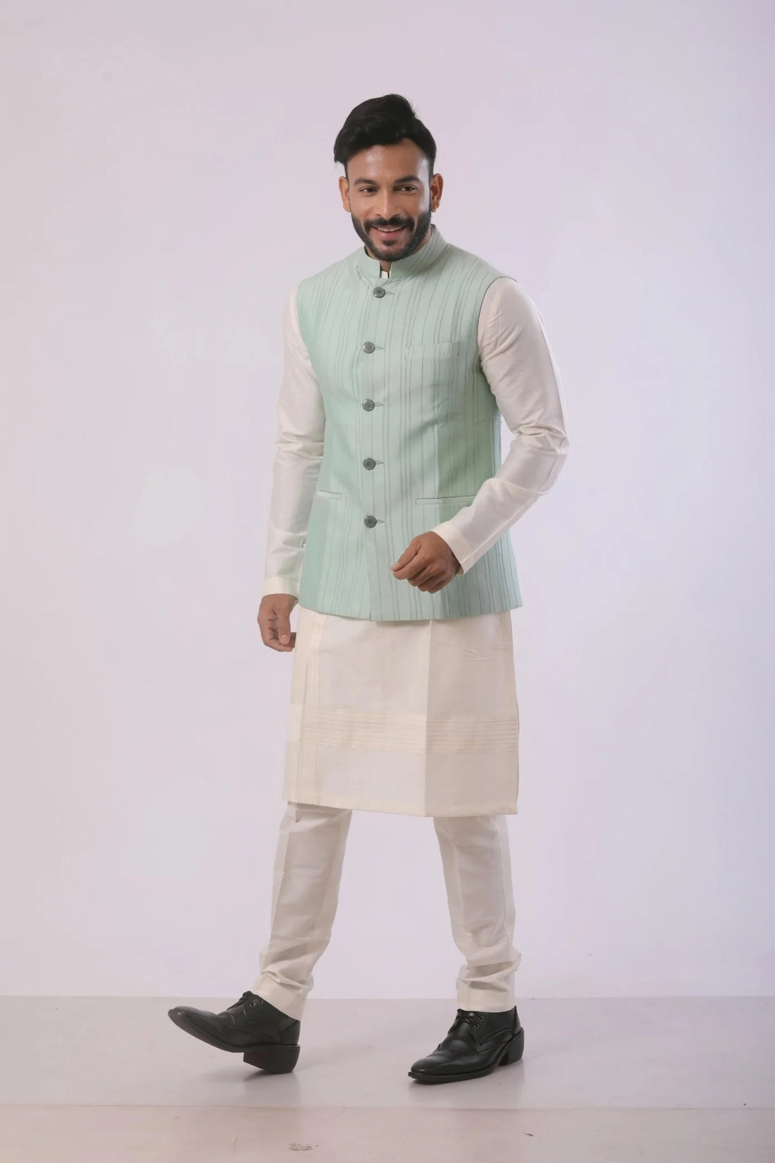 Pista Green Silk Nehru with Kurta and Pant set