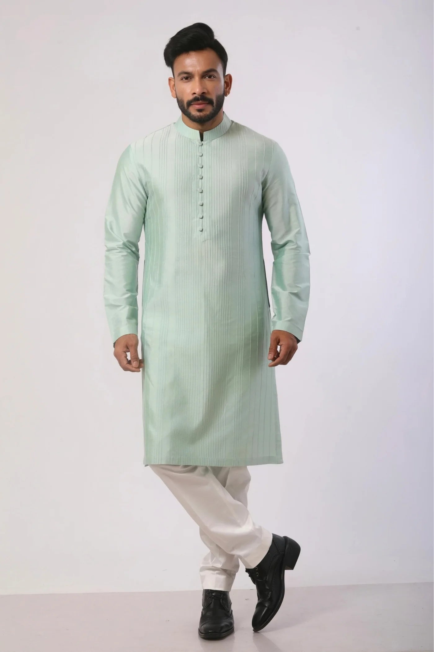 Pista Green Pin tuck Kurta Set