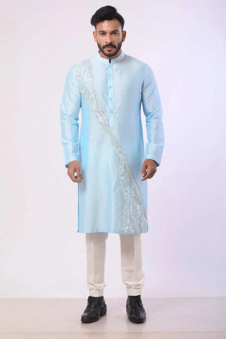 Sea Blue stylish Kurta with White Pant