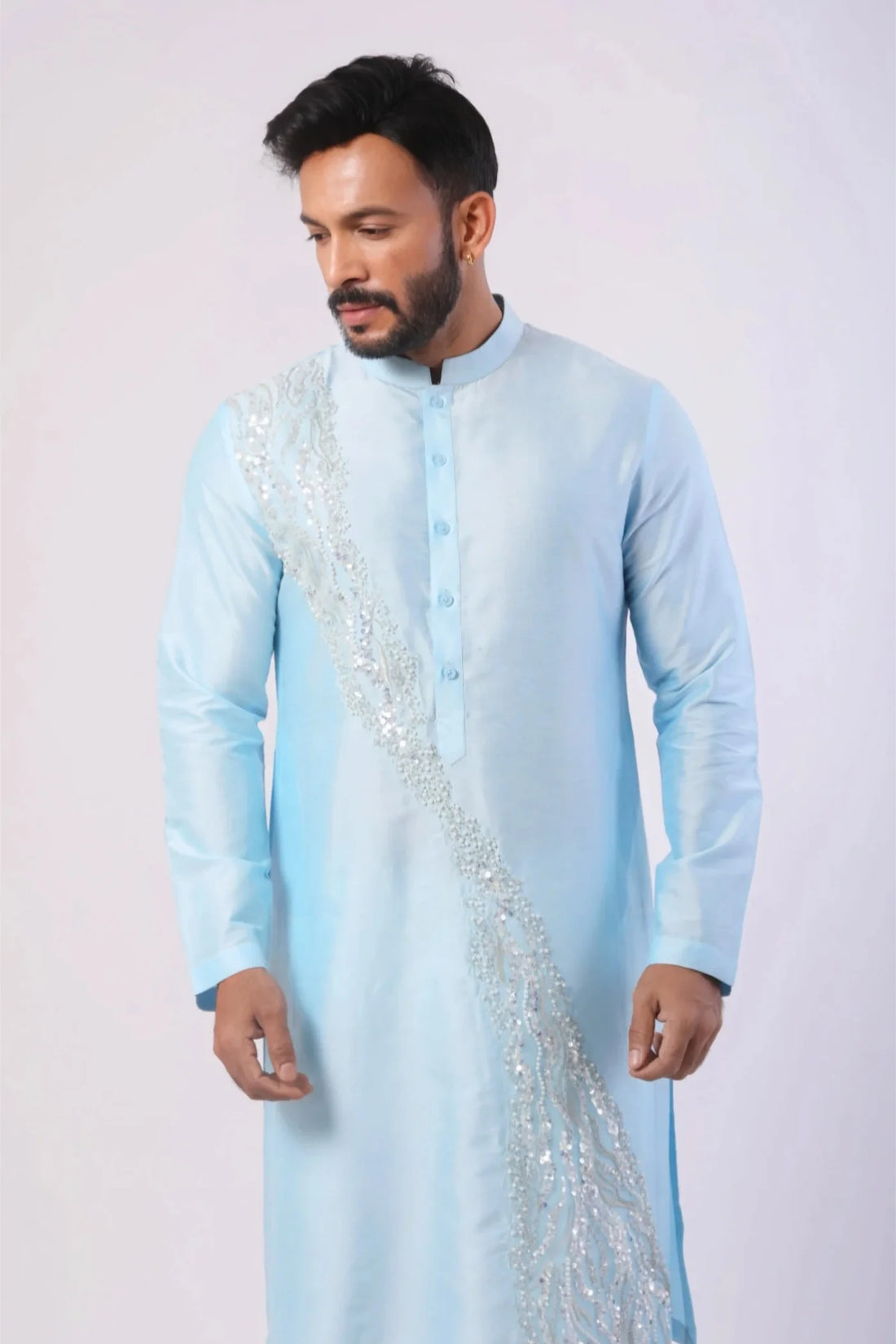 Sea Blue stylish Kurta with White Pant