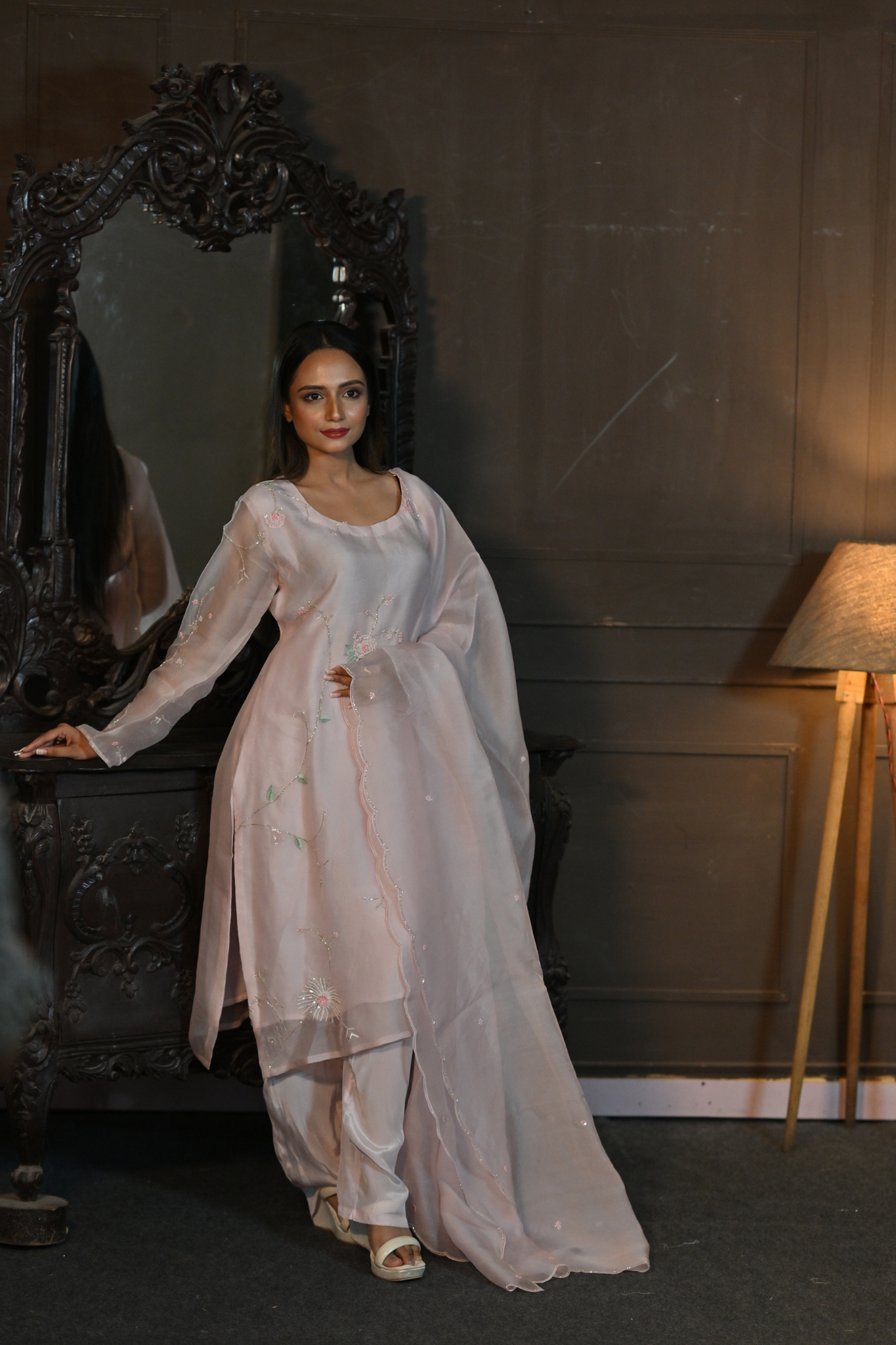 PINK KURTI WITH PANT AND DUPATTA (Customize Request)