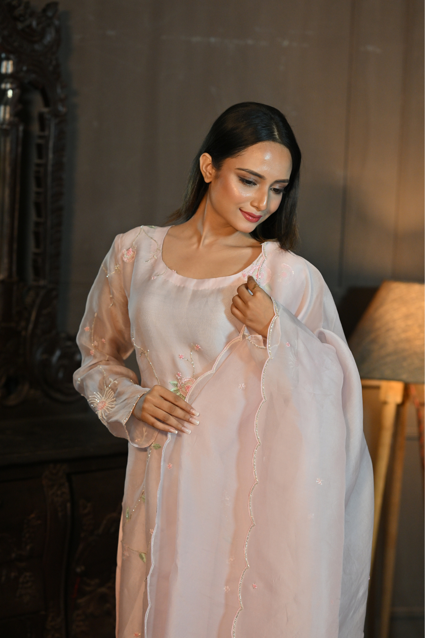 PINK KURTI WITH PANT AND DUPATTA (Customize Request)