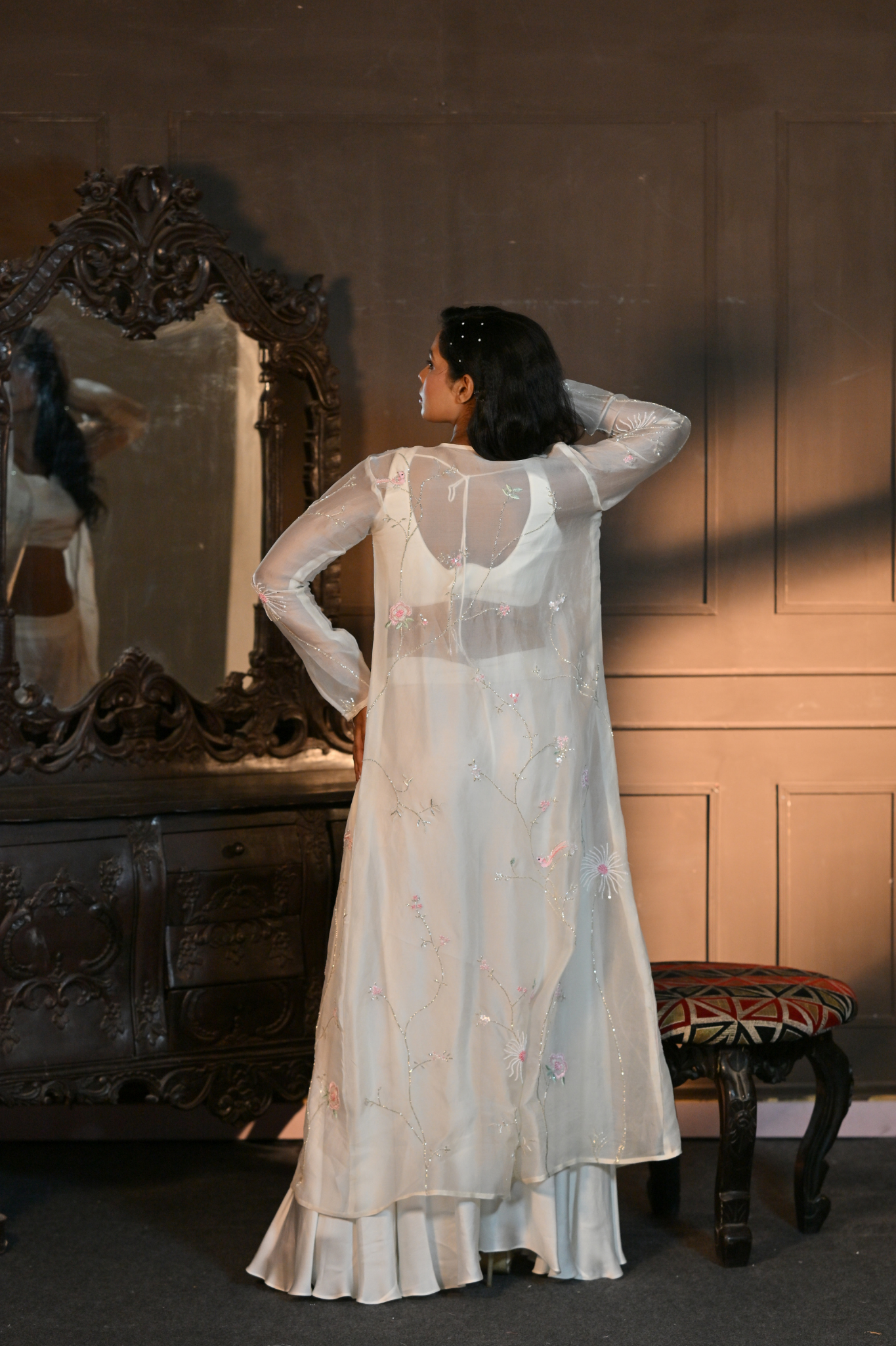 OFF-WHITE JACKET WITH BUSTIER AND PALAZZO (Customize Request)