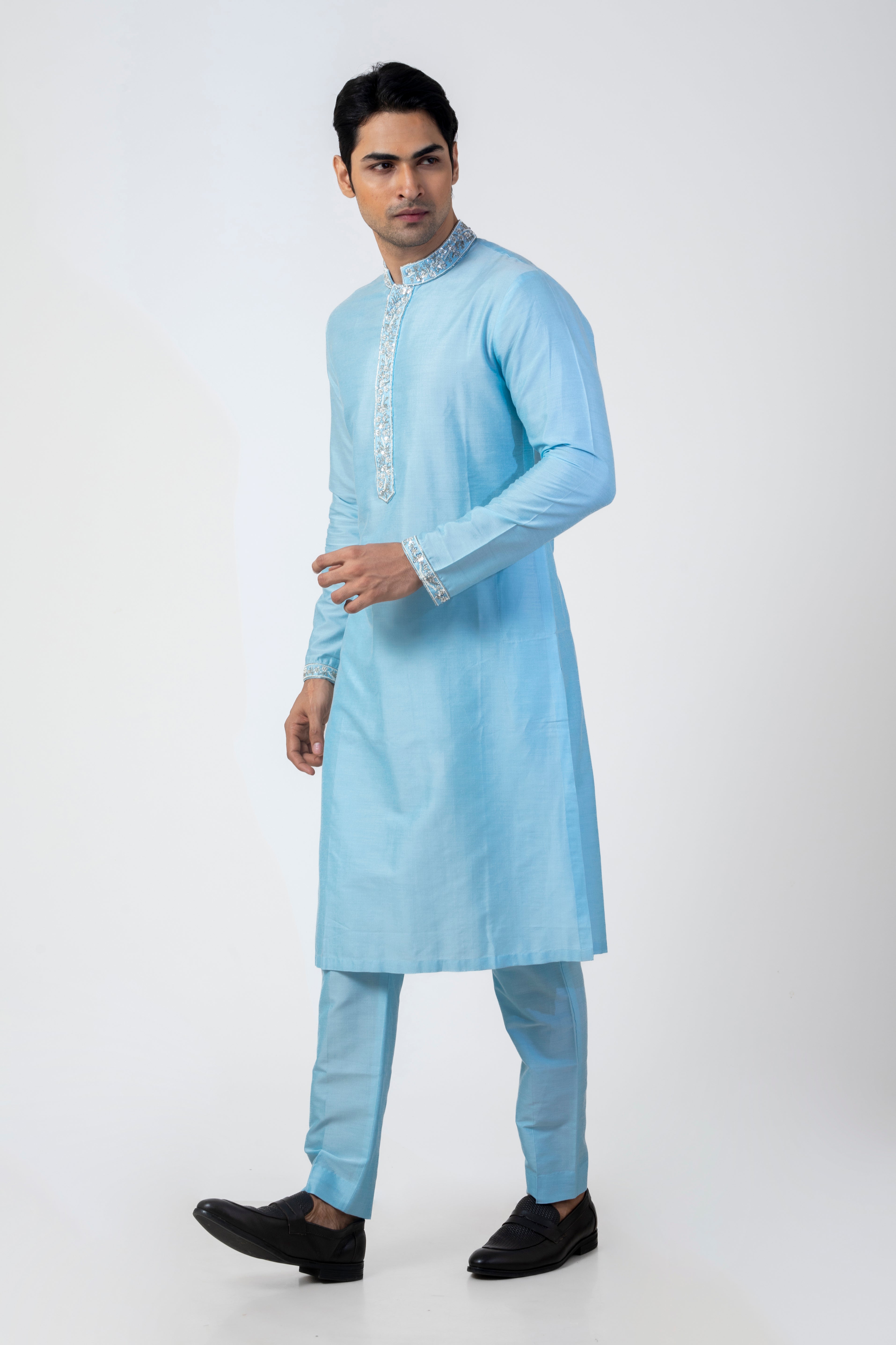 Sea Blue Sequin Kurta Set
