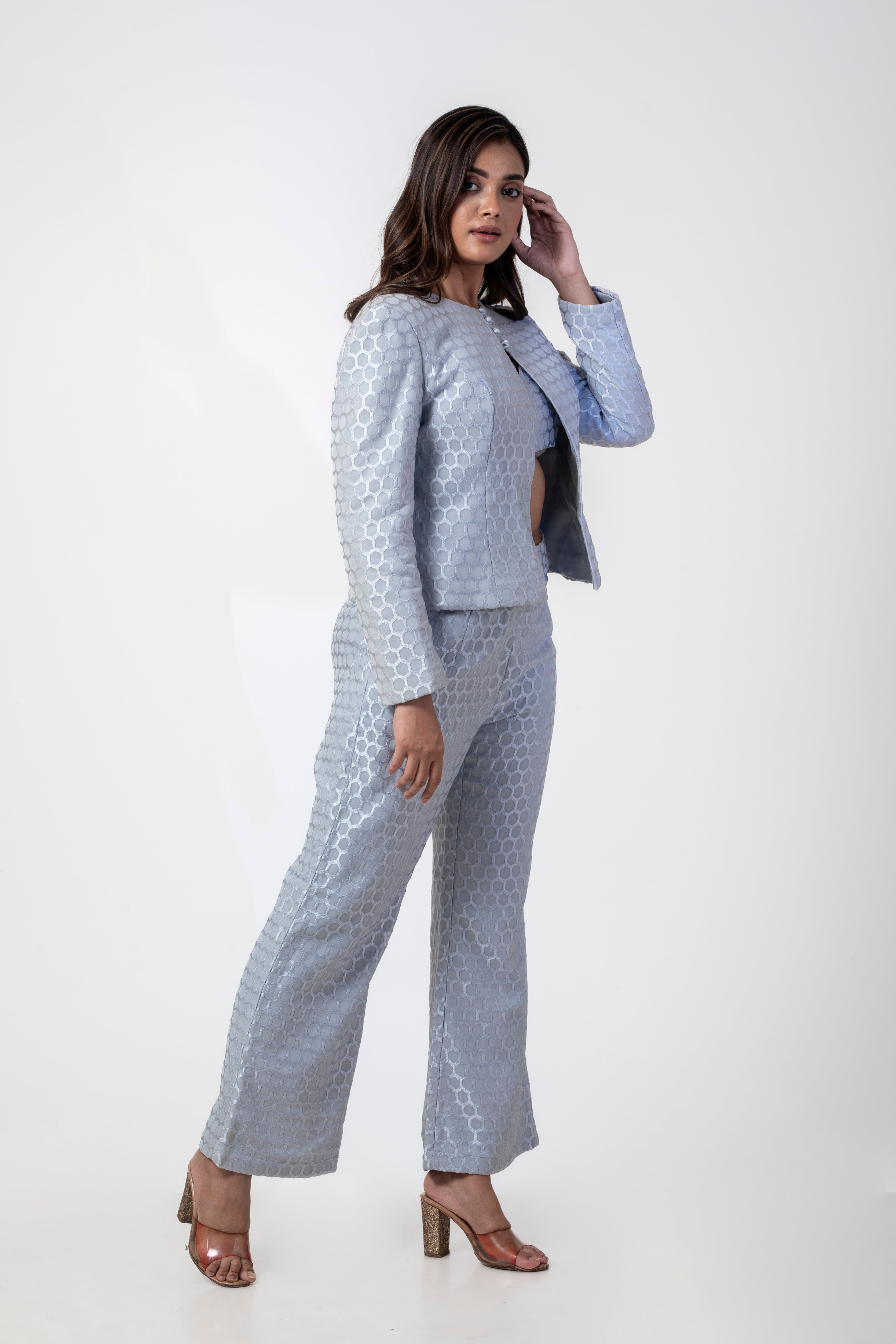 Grey Georgette Co-ord Set