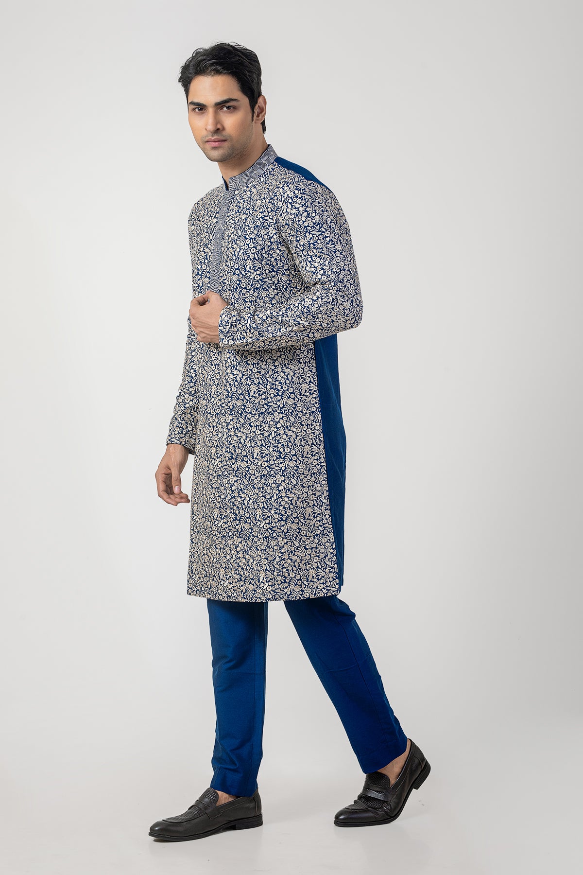 Royal Blue Stylish Embroidered Kurta Set