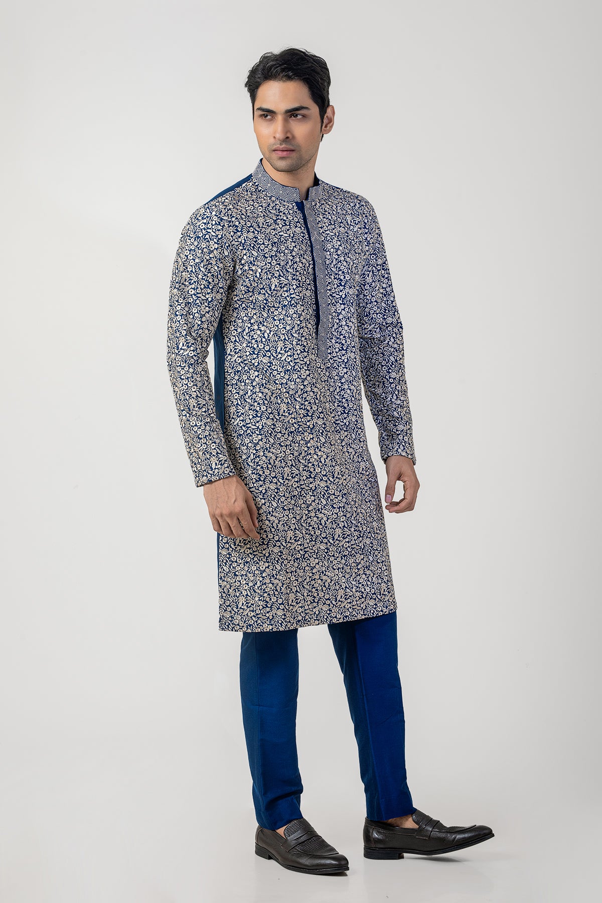 Royal Blue Stylish Embroidered Kurta Set