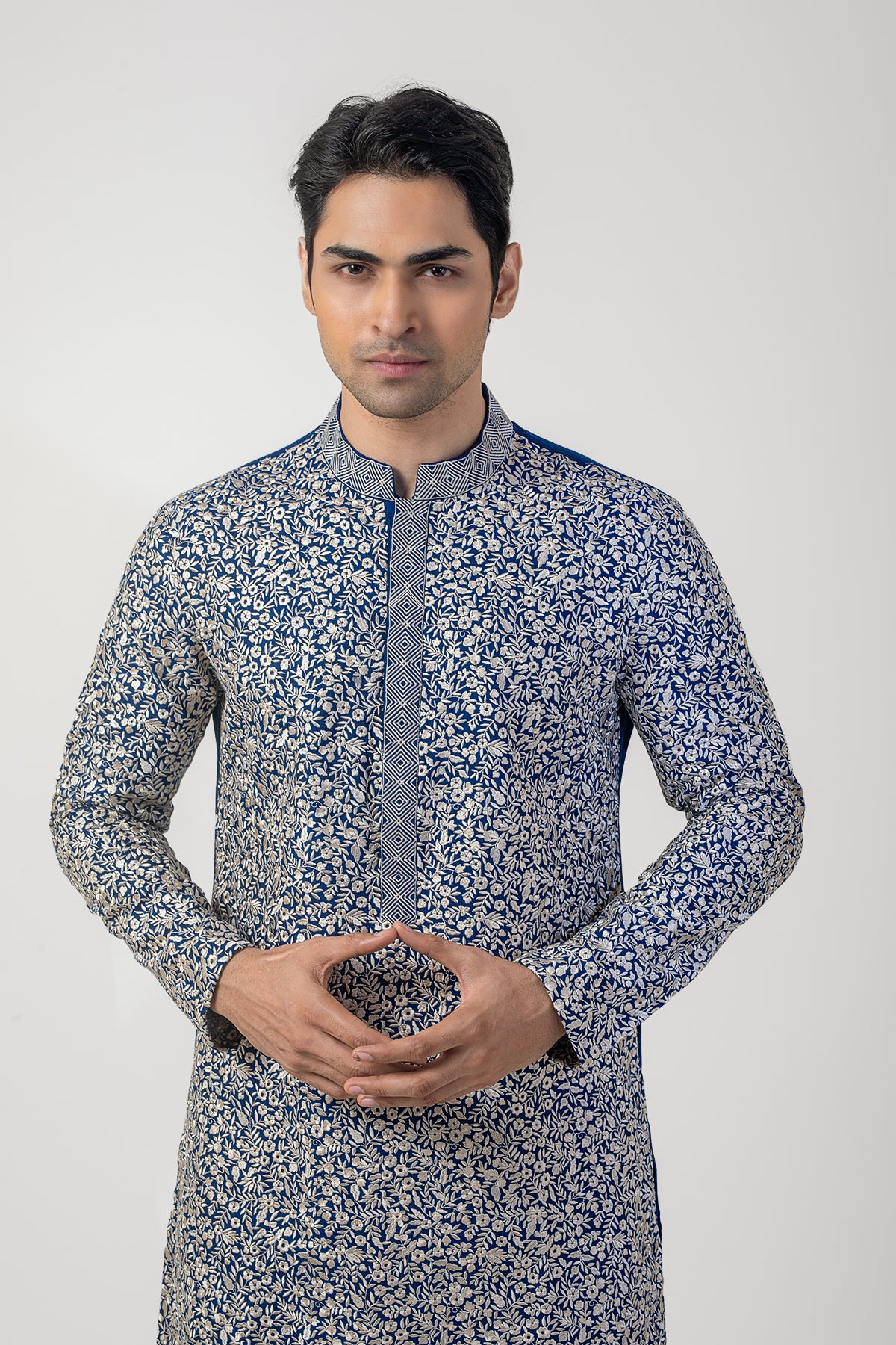 Royal Blue Stylish Embroidered Kurta Set