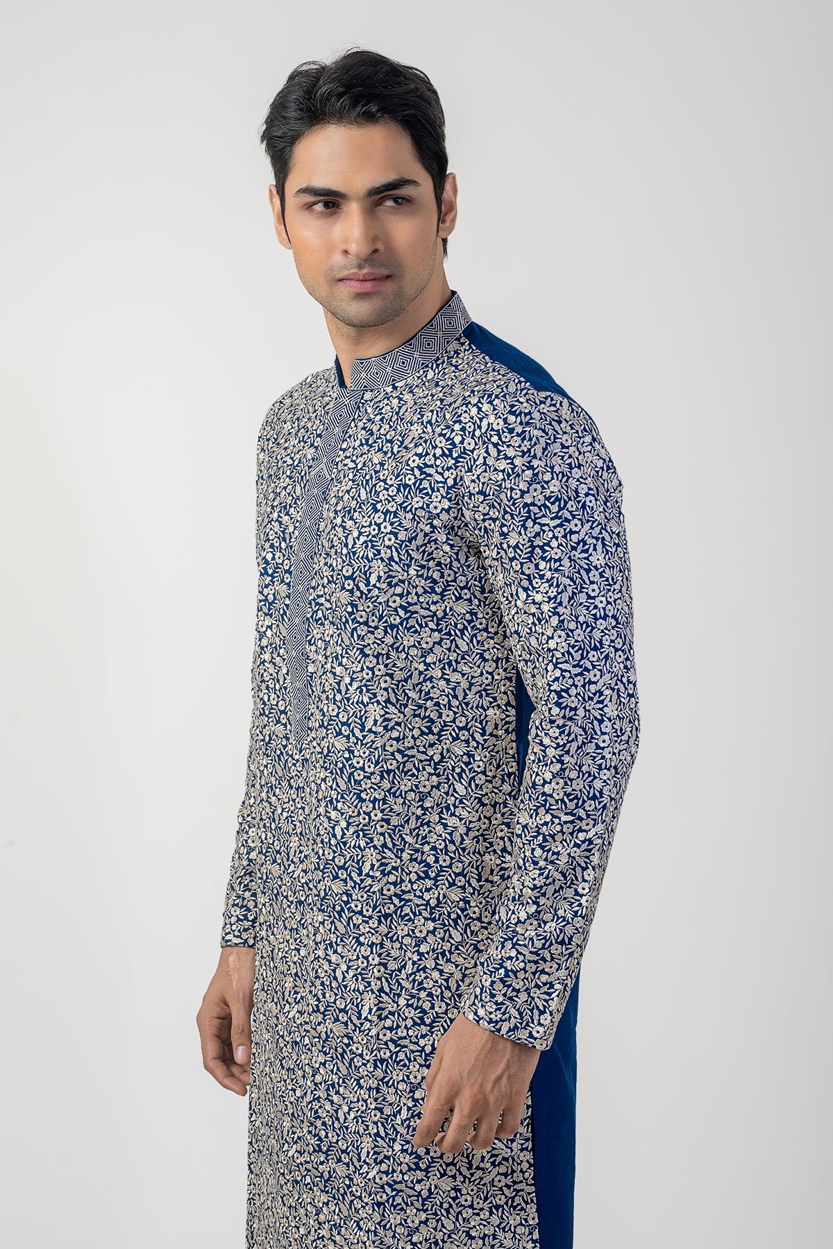 Royal Blue Stylish Embroidered Kurta Set