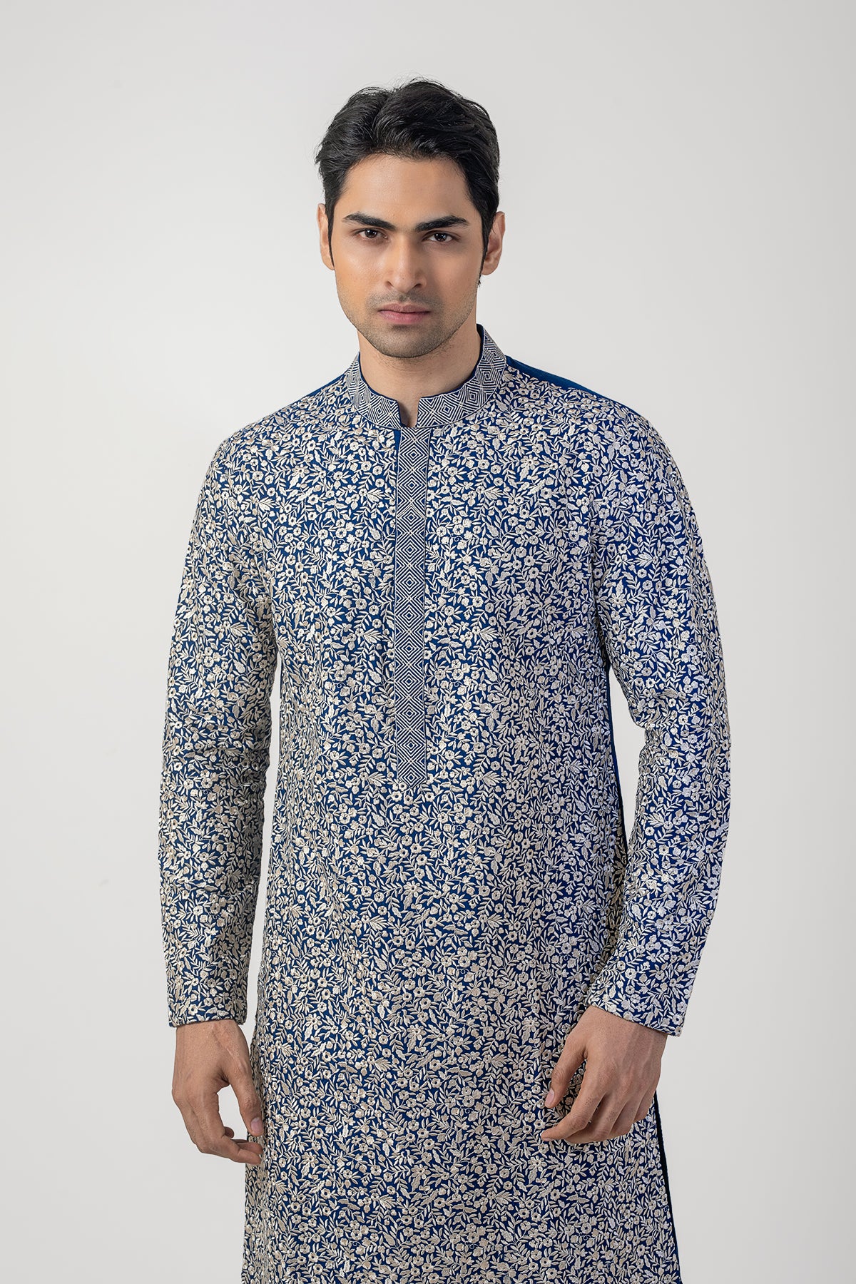 Royal Blue Stylish Embroidered Kurta Set