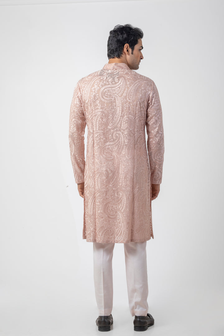 Georgette Chikan Kurta with Straight-Fit Trousers