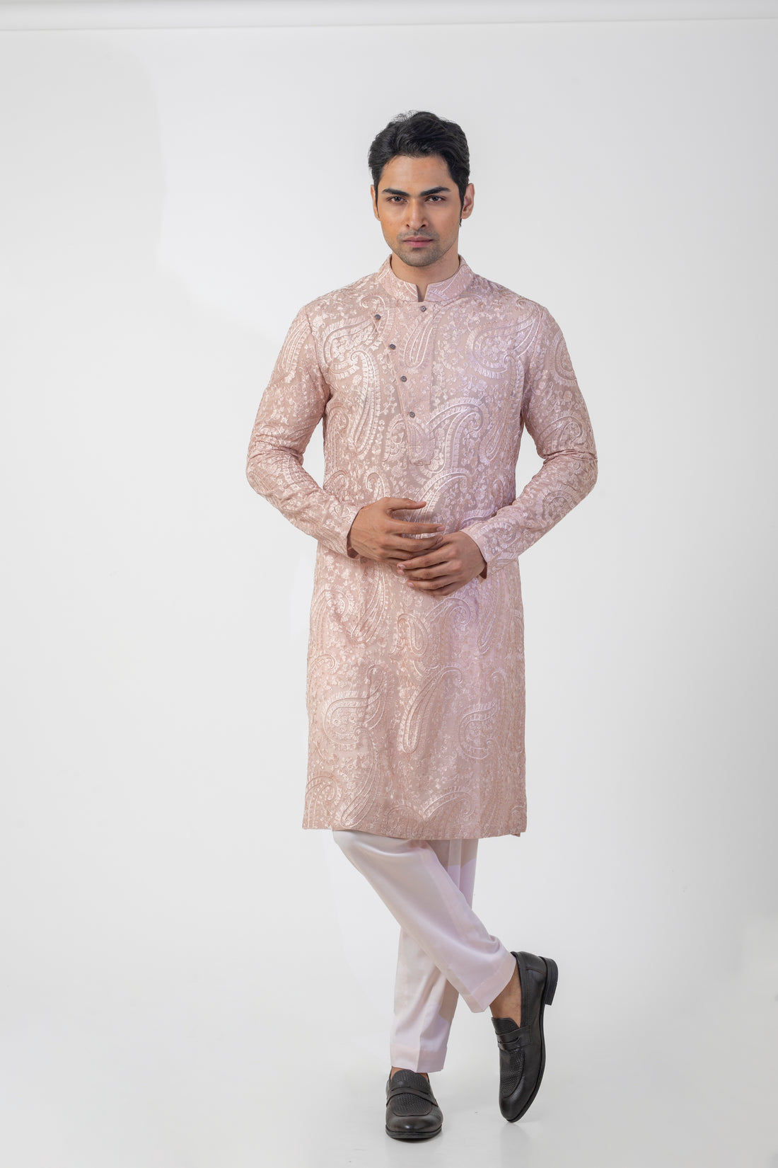 Georgette Chikan Kurta with Straight-Fit Trousers