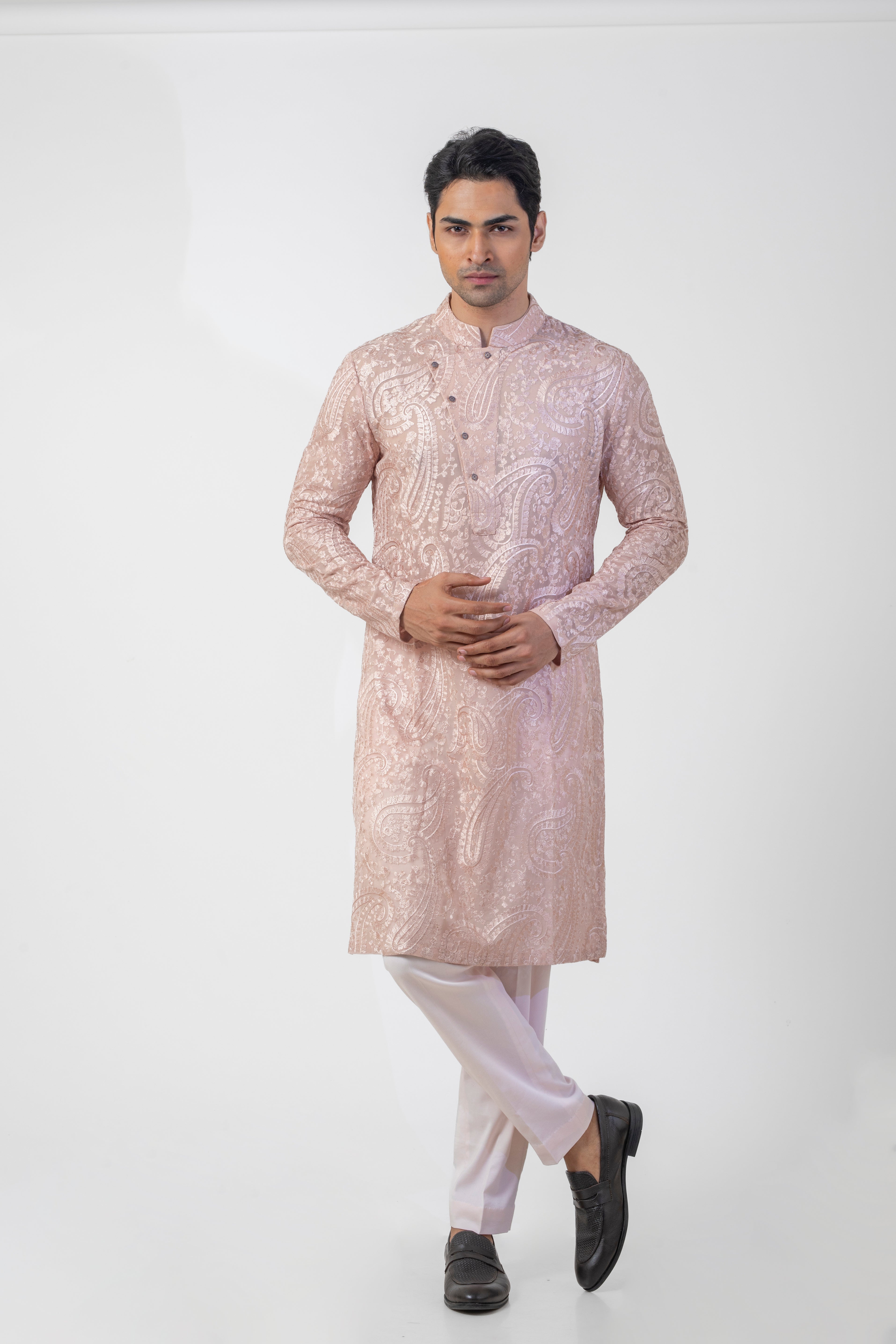 Georgette Chikan Kurta with Straight-Fit Trousers