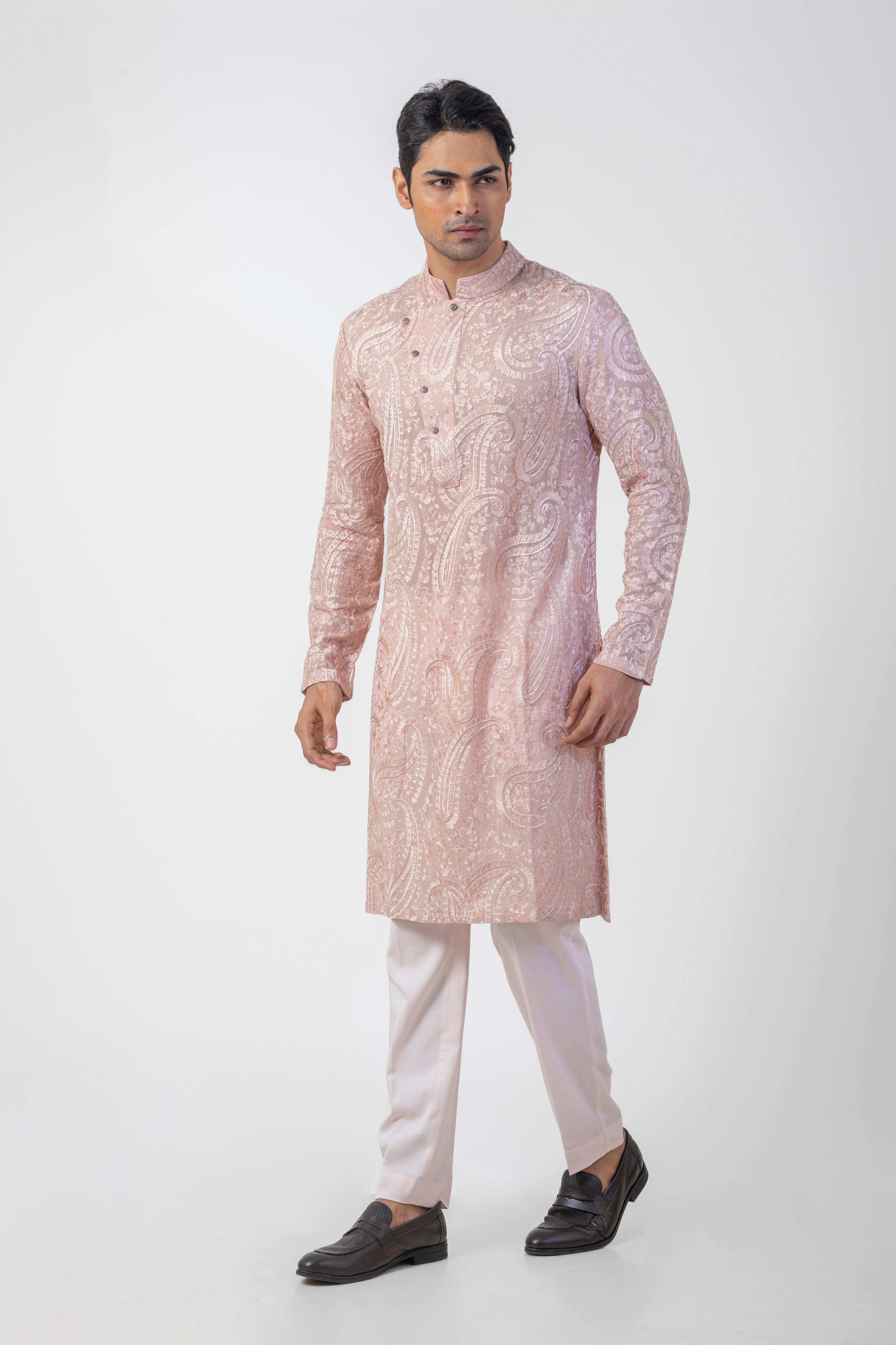 Georgette Chikan Kurta with Straight-Fit Trousers