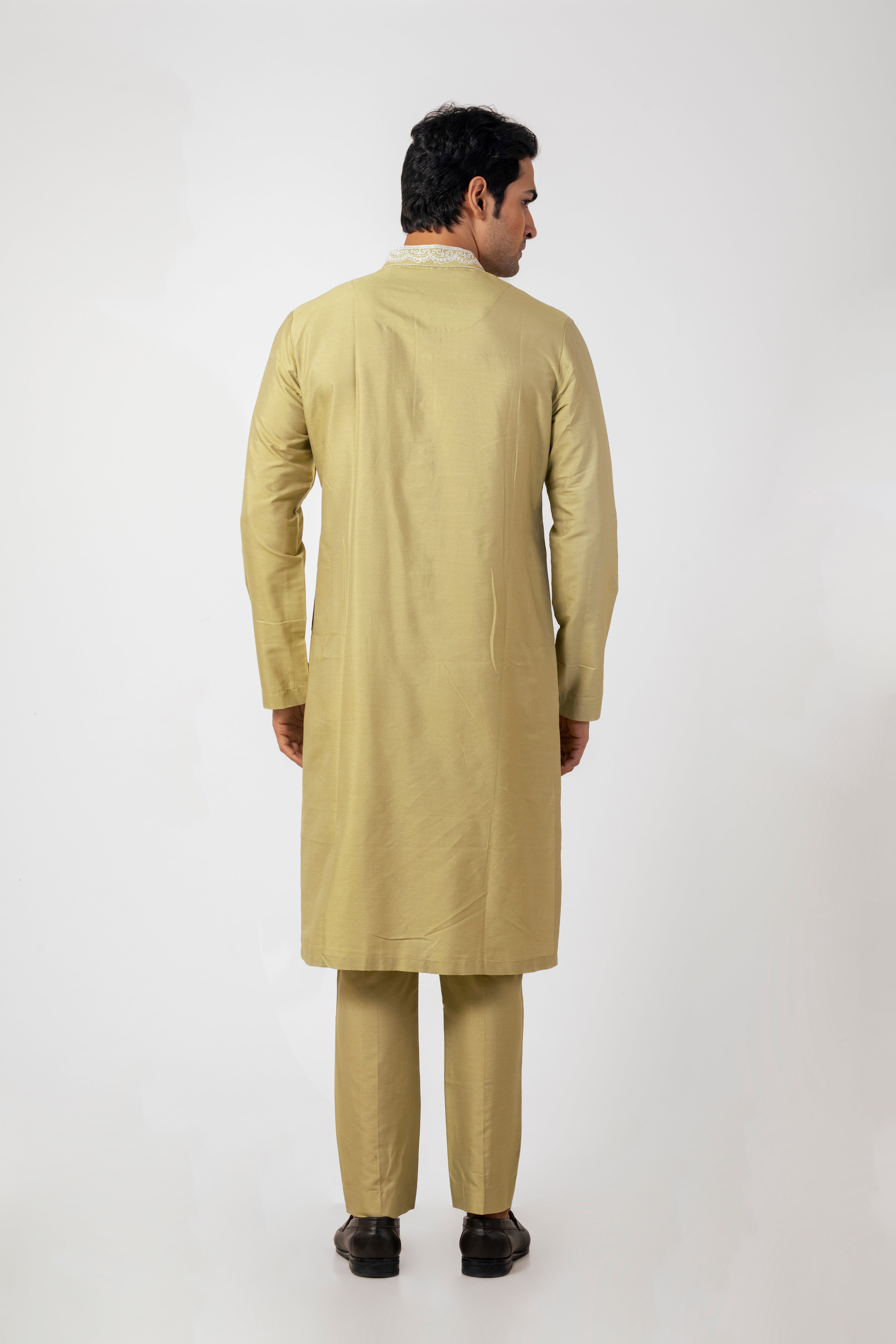 Mint Green Katan Silk Mens Ethnic Kurta Set