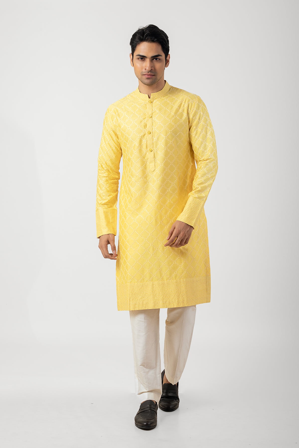 Katan Silk Kurta Pajama For Men Haldi