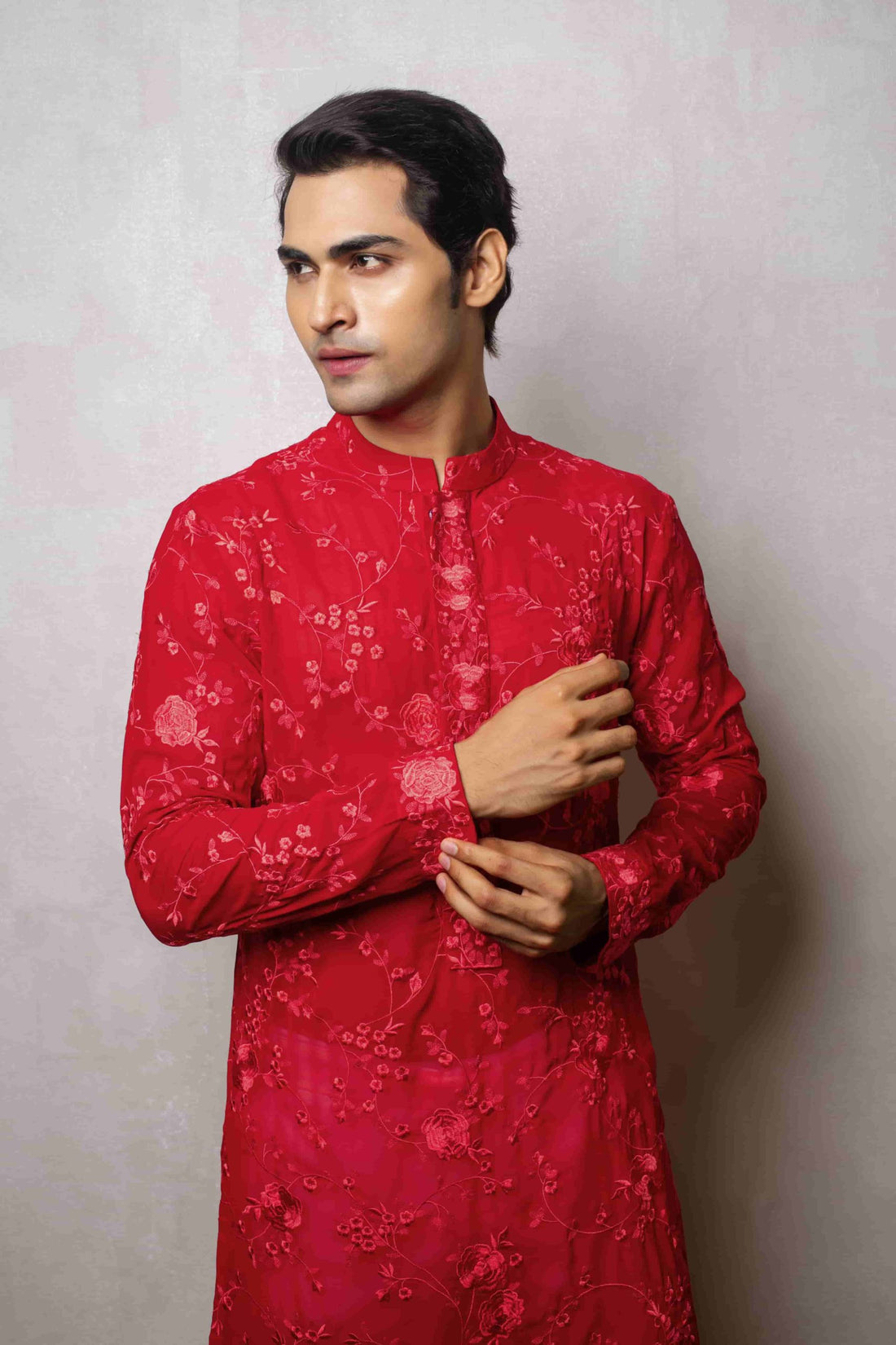 Affifa's Online Red Kurta Ensemble