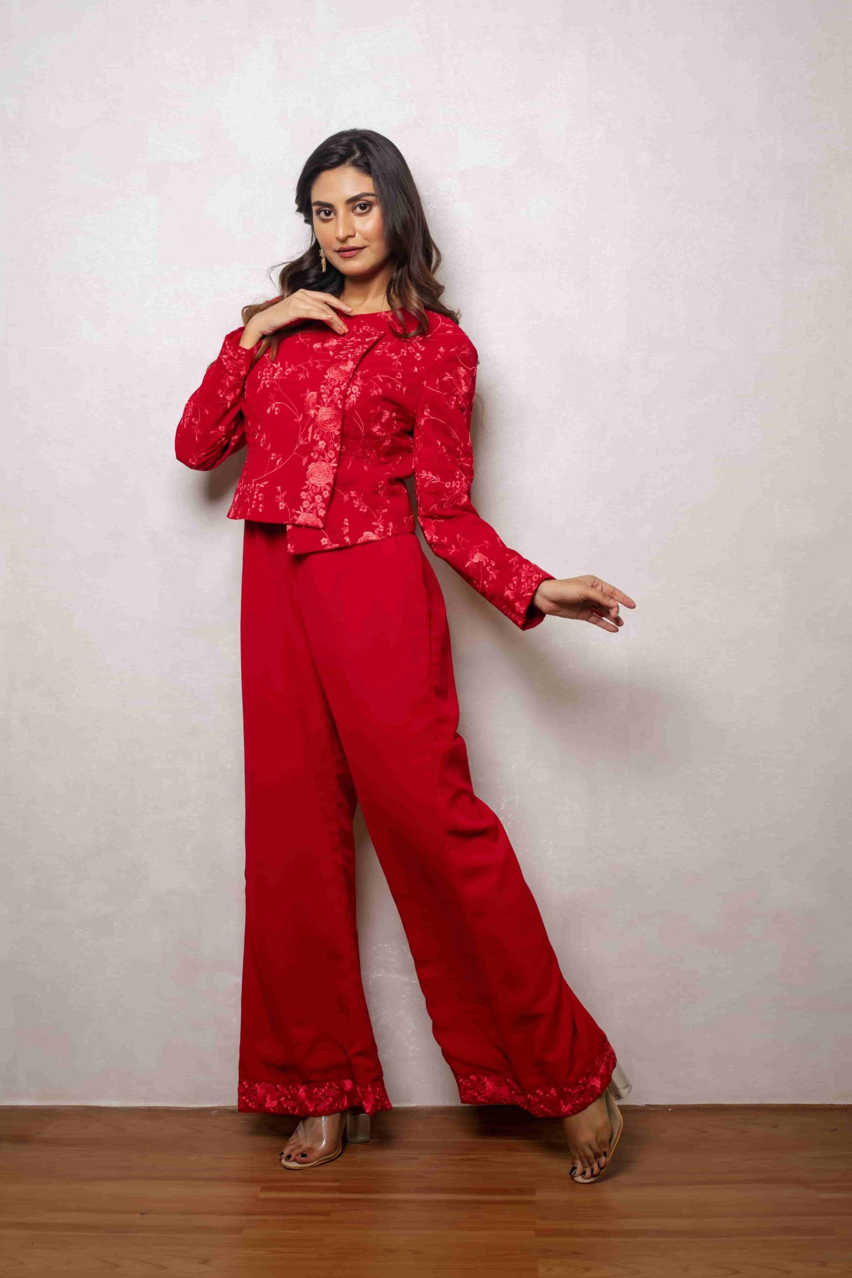 Fashion-forward red jumpsuit