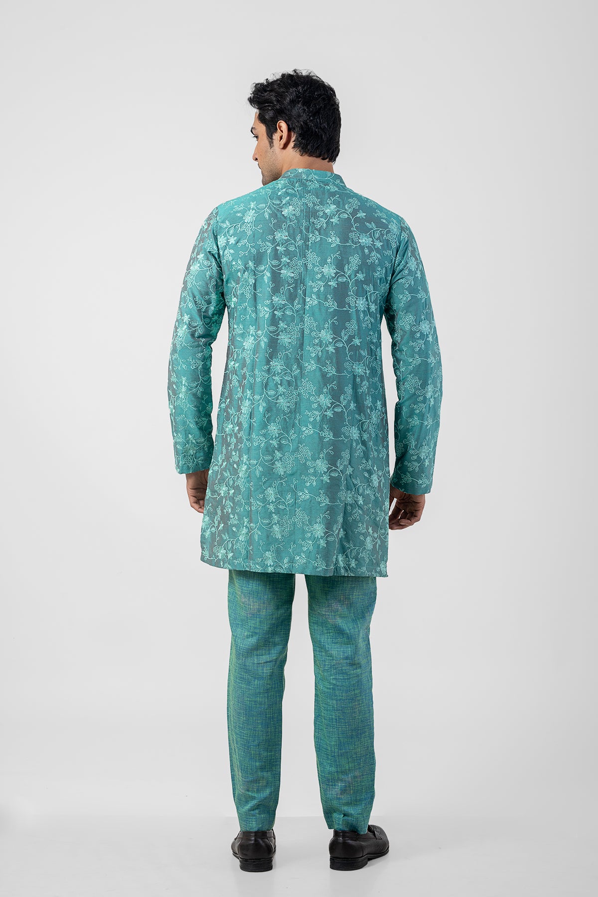 Emerald Green Trending Kurta Pajama with Floral Embroidery