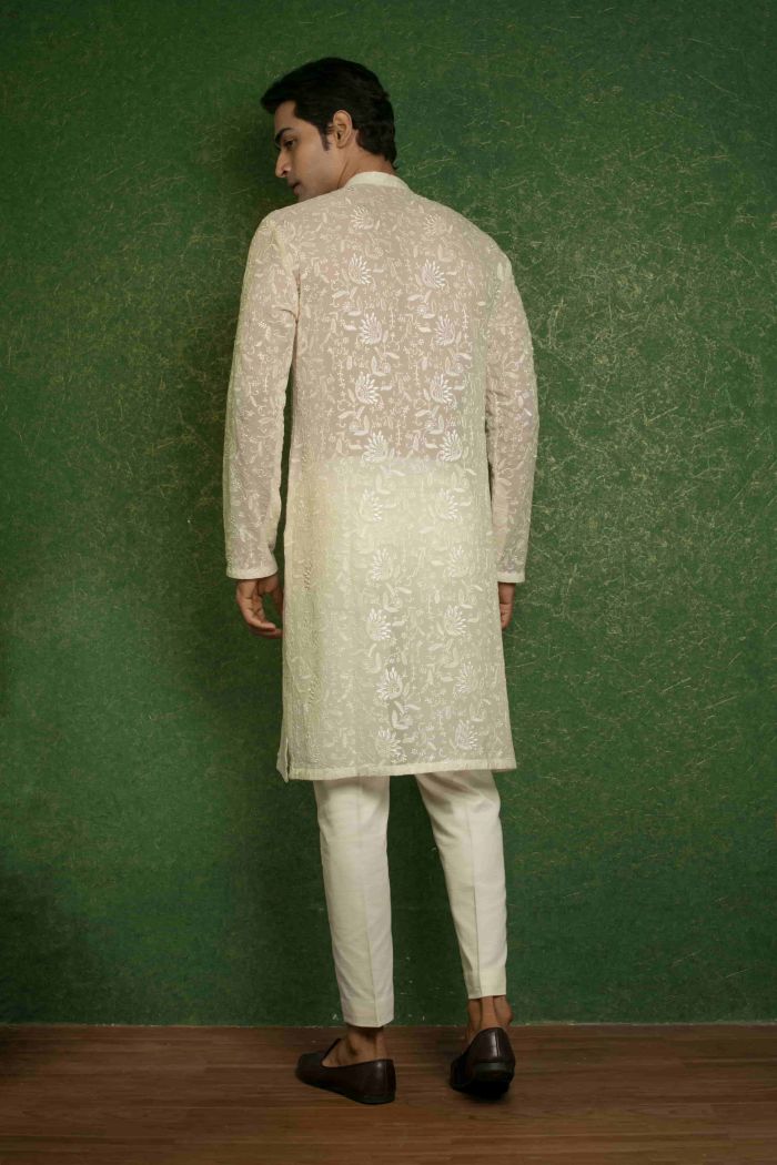 Sunlit Bloom Attire: Vibrant Embroidery