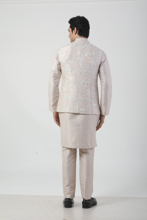 Soft Brown Seltos Kurta Set with Nehru Jacket