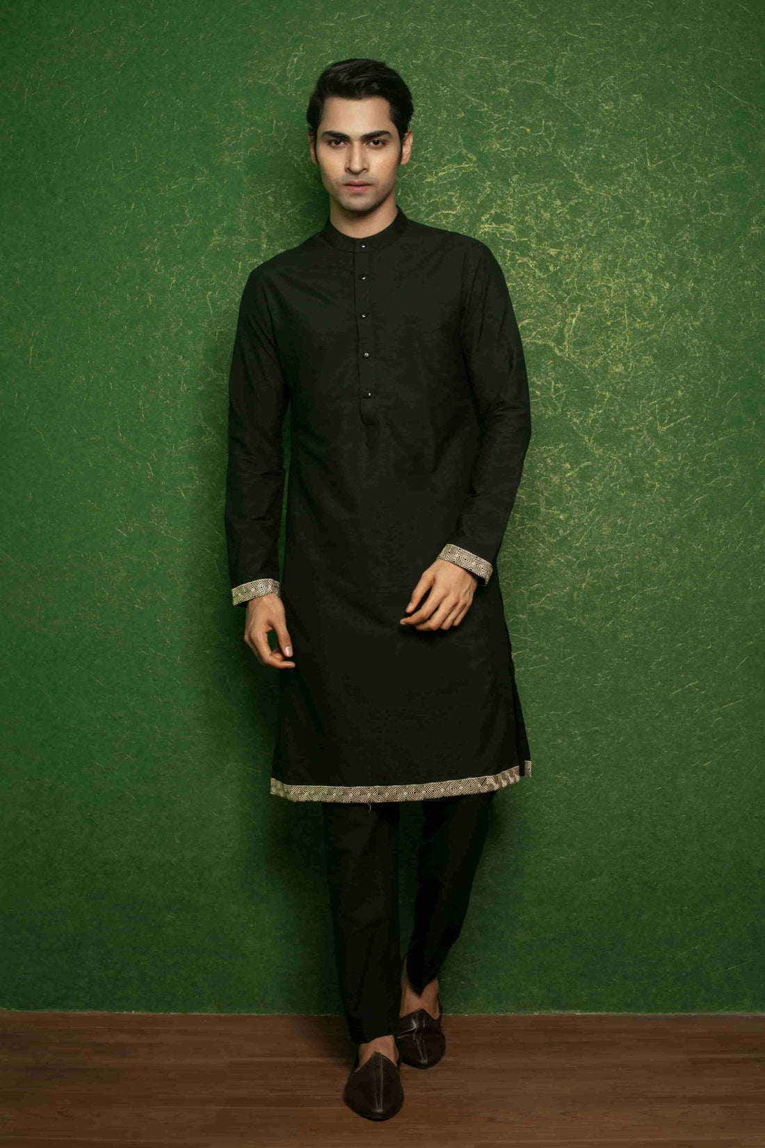 Sophisticated Black Silk Men's Kurta