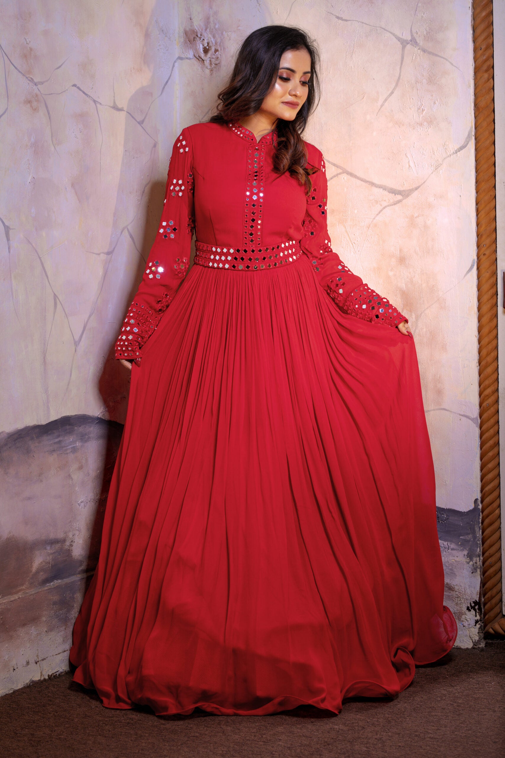 Affifa Women's Stylish Red Dress
