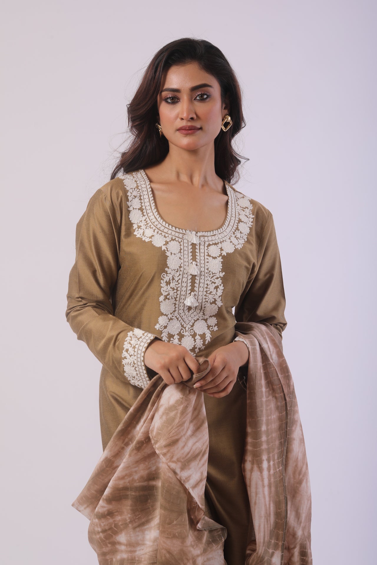 Mehndi Green Kurta Set with Plazzo Pant & Chanderi Dupatta