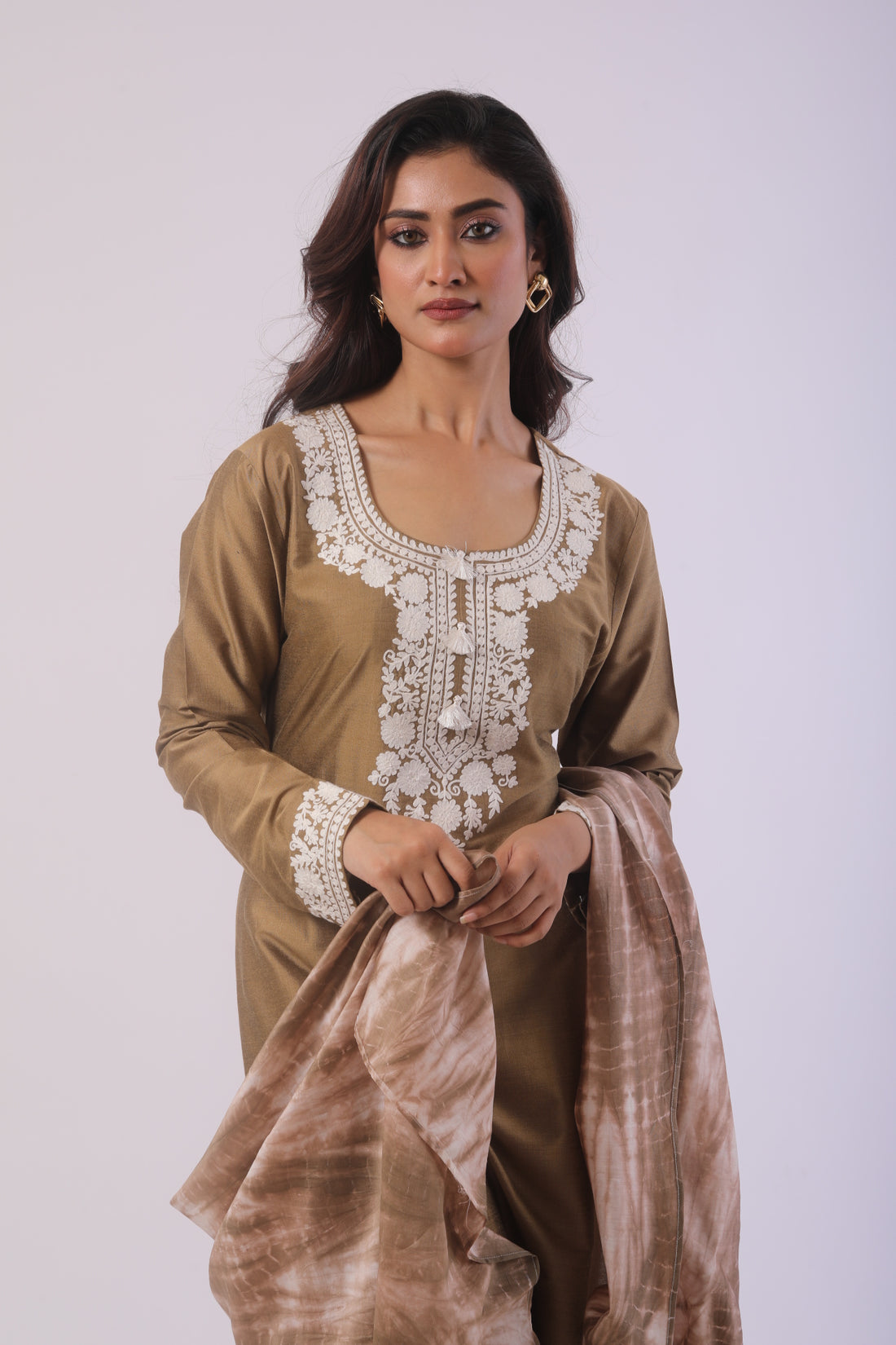 Mehndi Green Kurta Set with Plazzo Pant & Chanderi Dupatta